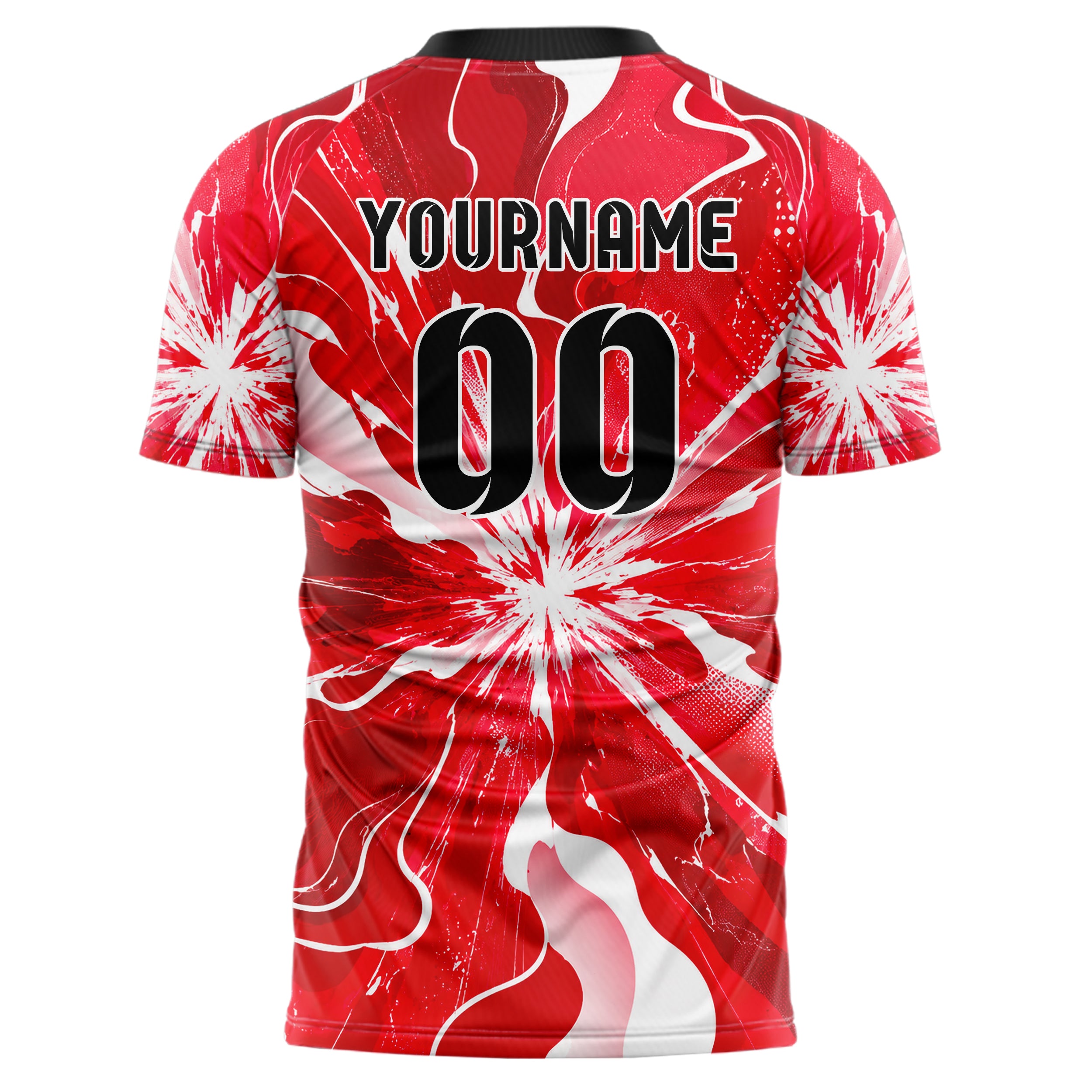 Rot klassisches abstrakte Linien Organic Blobs Outline Design 12-0244 individuelles Fußballtrikot back