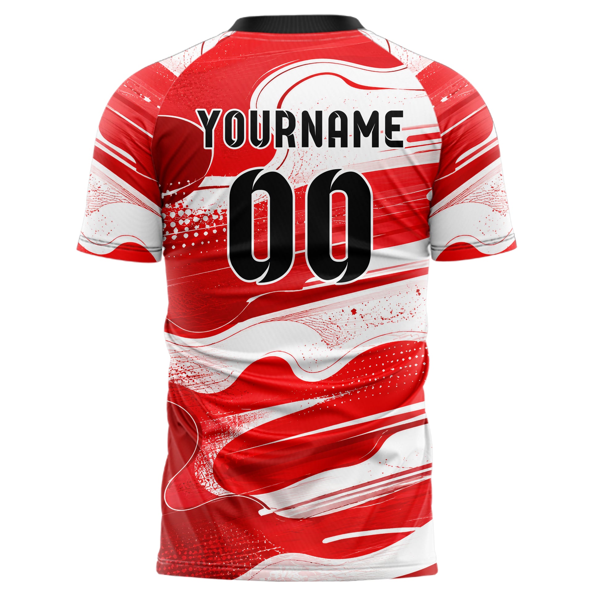 Rot klassisches abstrakte Linien Organic Blobs Outline Design 12-0340 individuelles Fußballtrikot back