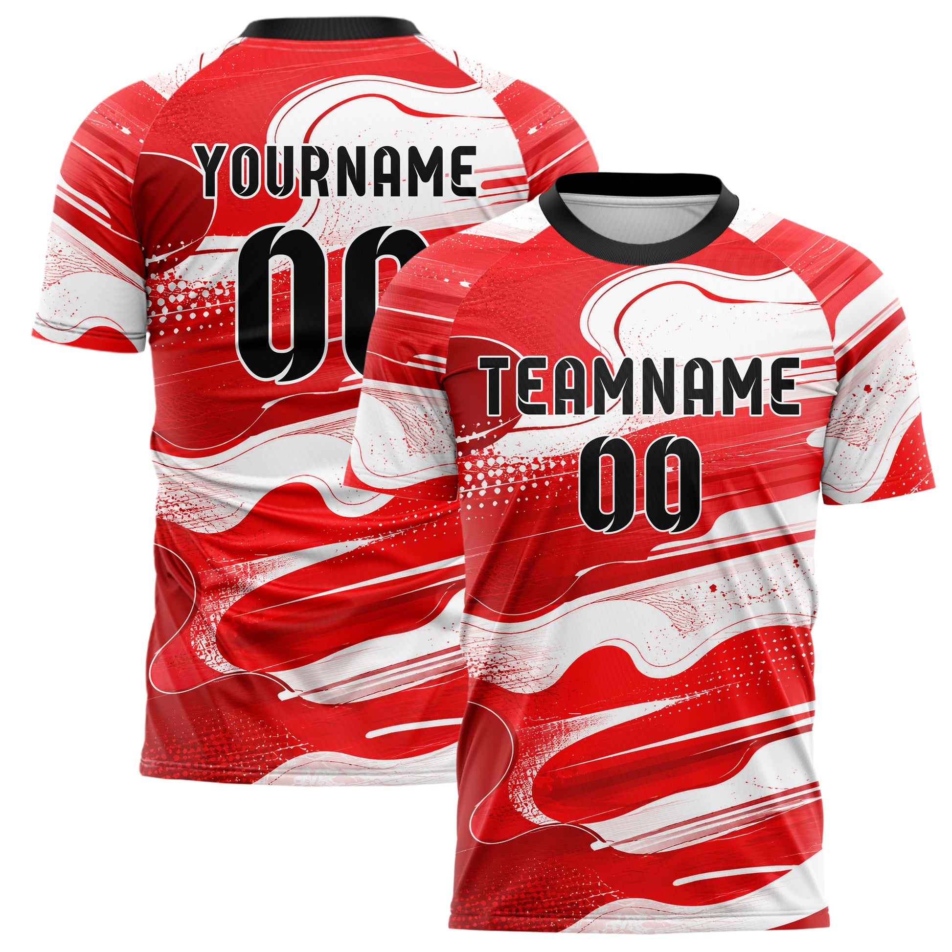 Rot klassisches abstrakte Linien Organic Blobs Outline Design 12-0340 individuelles Fußballtrikot main
