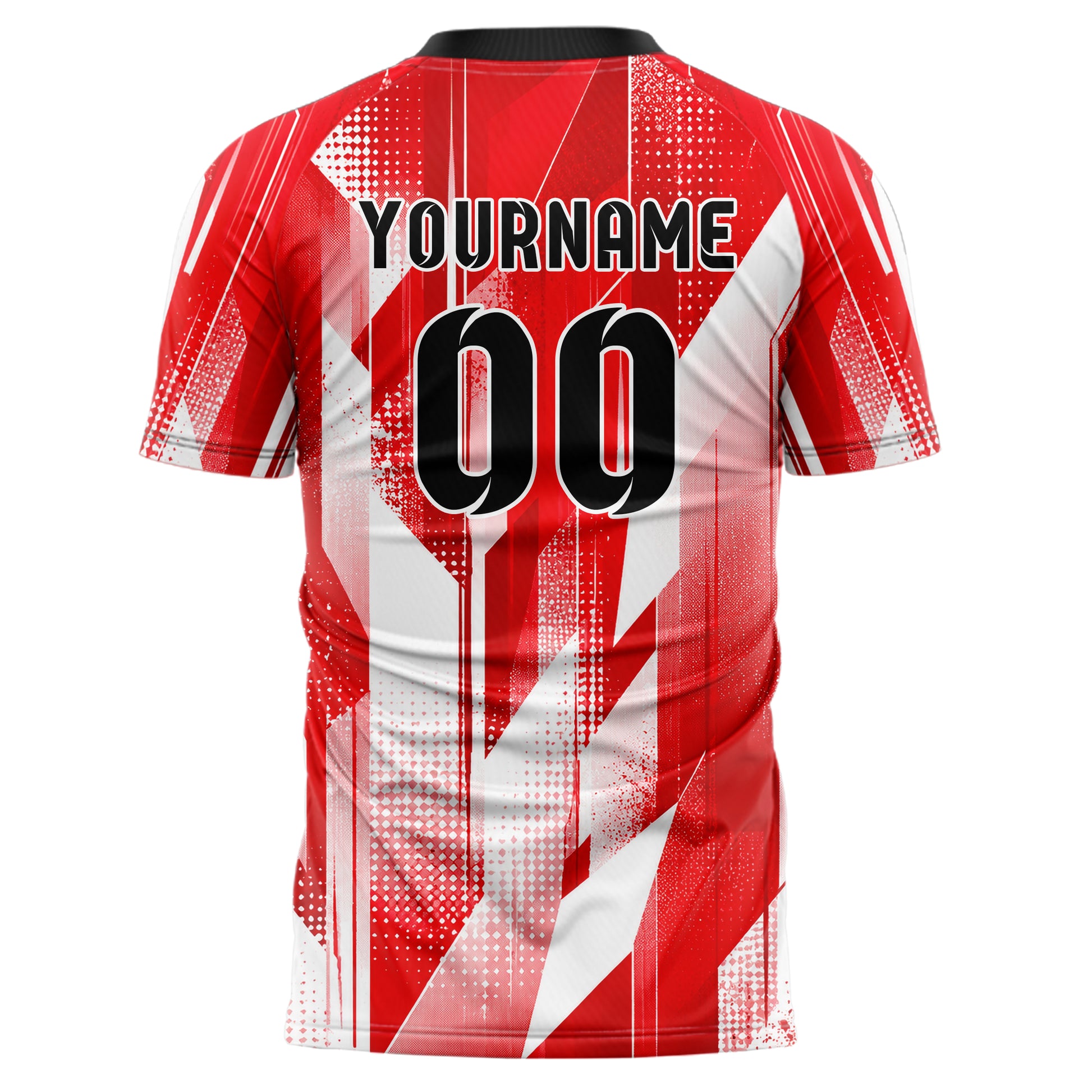 Rot klassisches abstrakte Linien Polygon Shards Design 12-0034 individuelles Fußballtrikot back