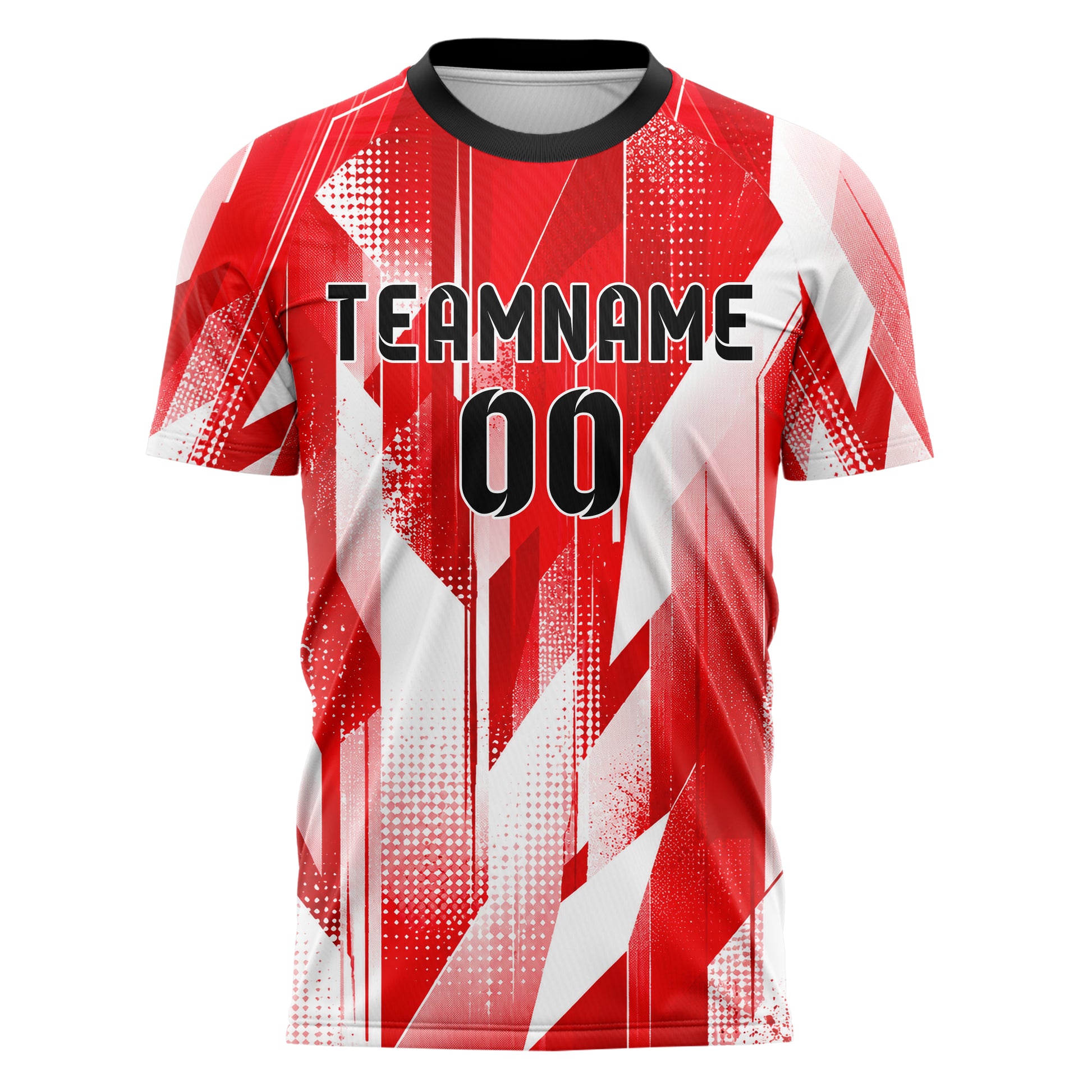 Rot klassisches abstrakte Linien Polygon Shards Design 12-0034 individuelles Fußballtrikot front