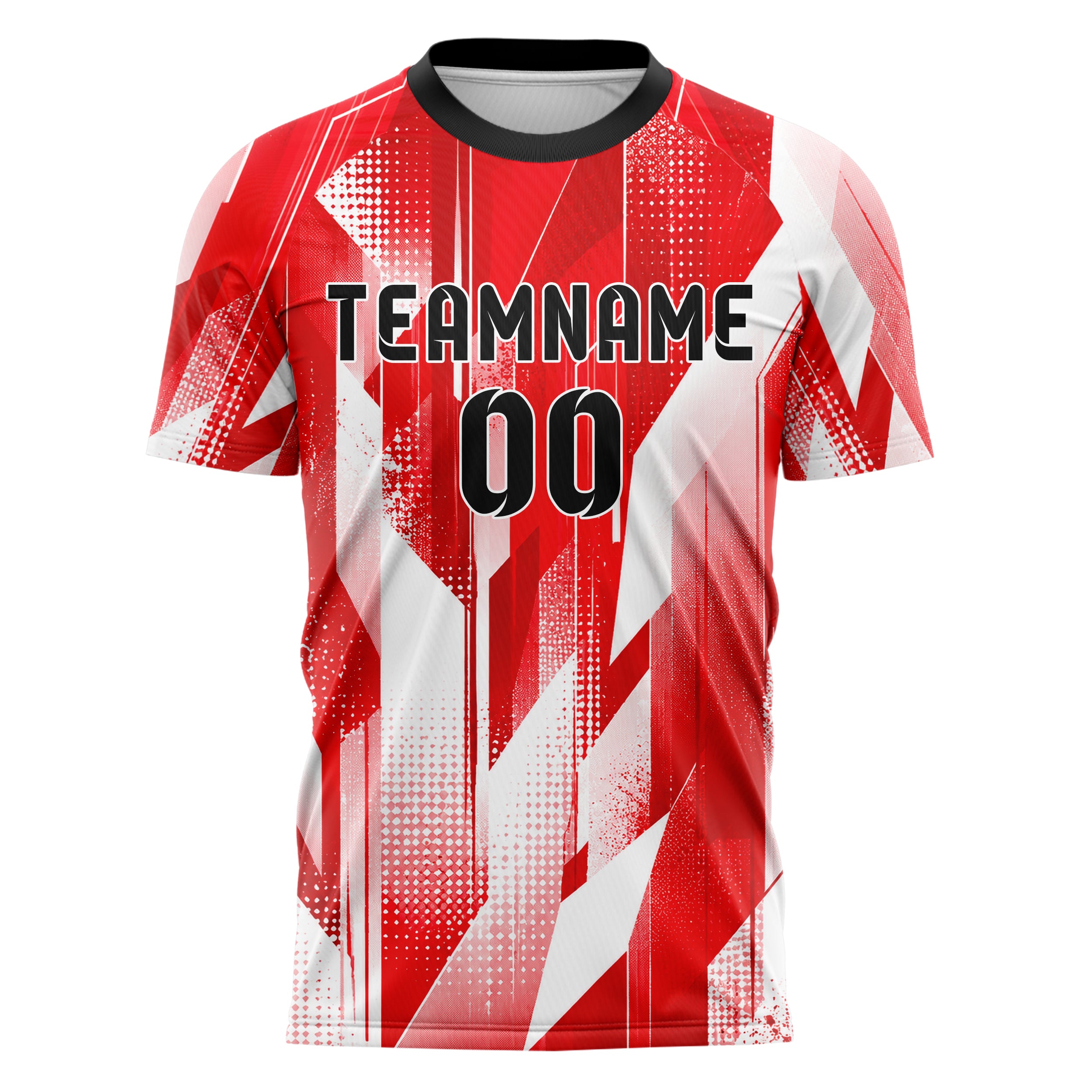 Rot klassisches abstrakte Linien Polygon Shards Design 12-0034 individuelles Fußballtrikot front