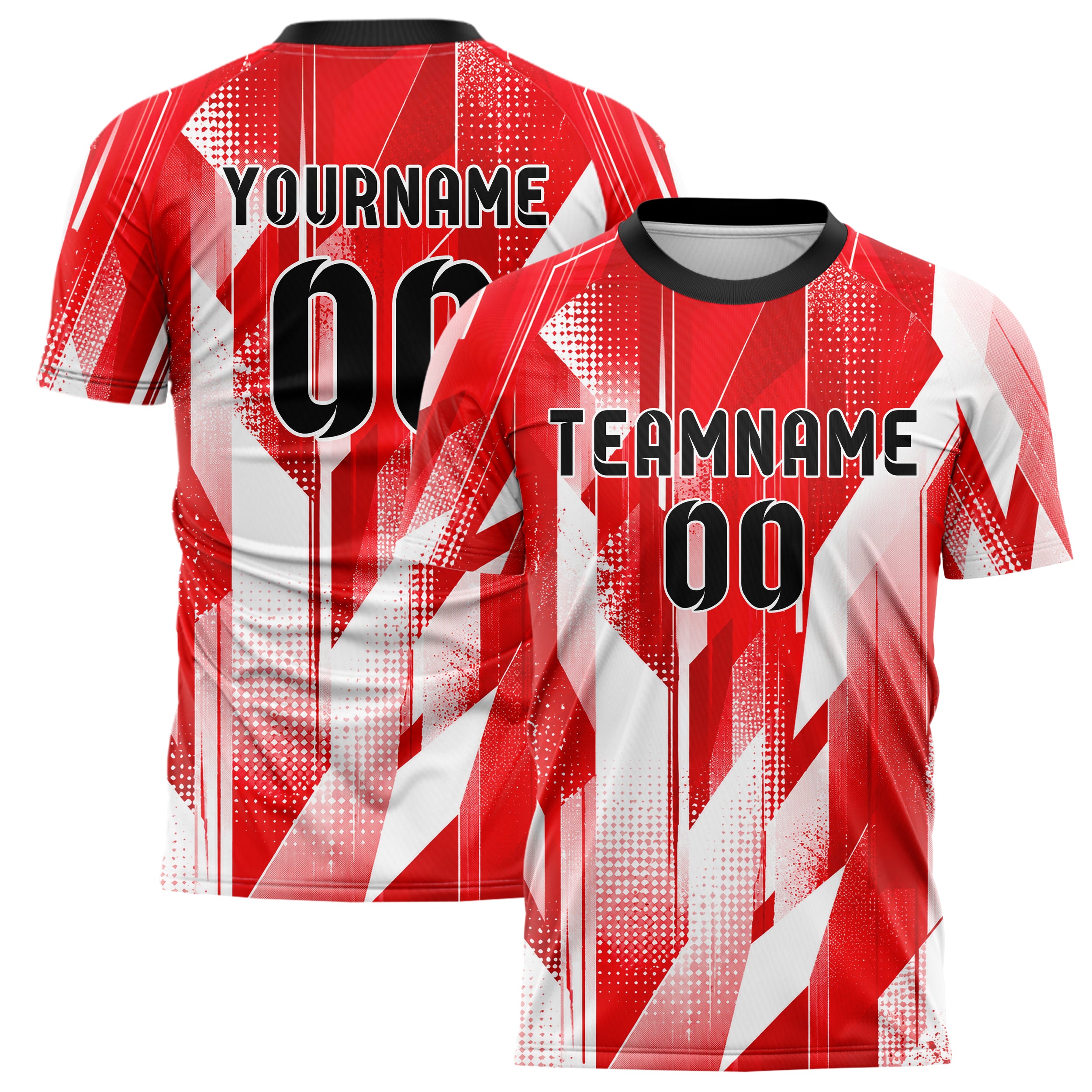 Rot klassisches abstrakte Linien Polygon Shards Design 12-0034 individuelles Fußballtrikot main