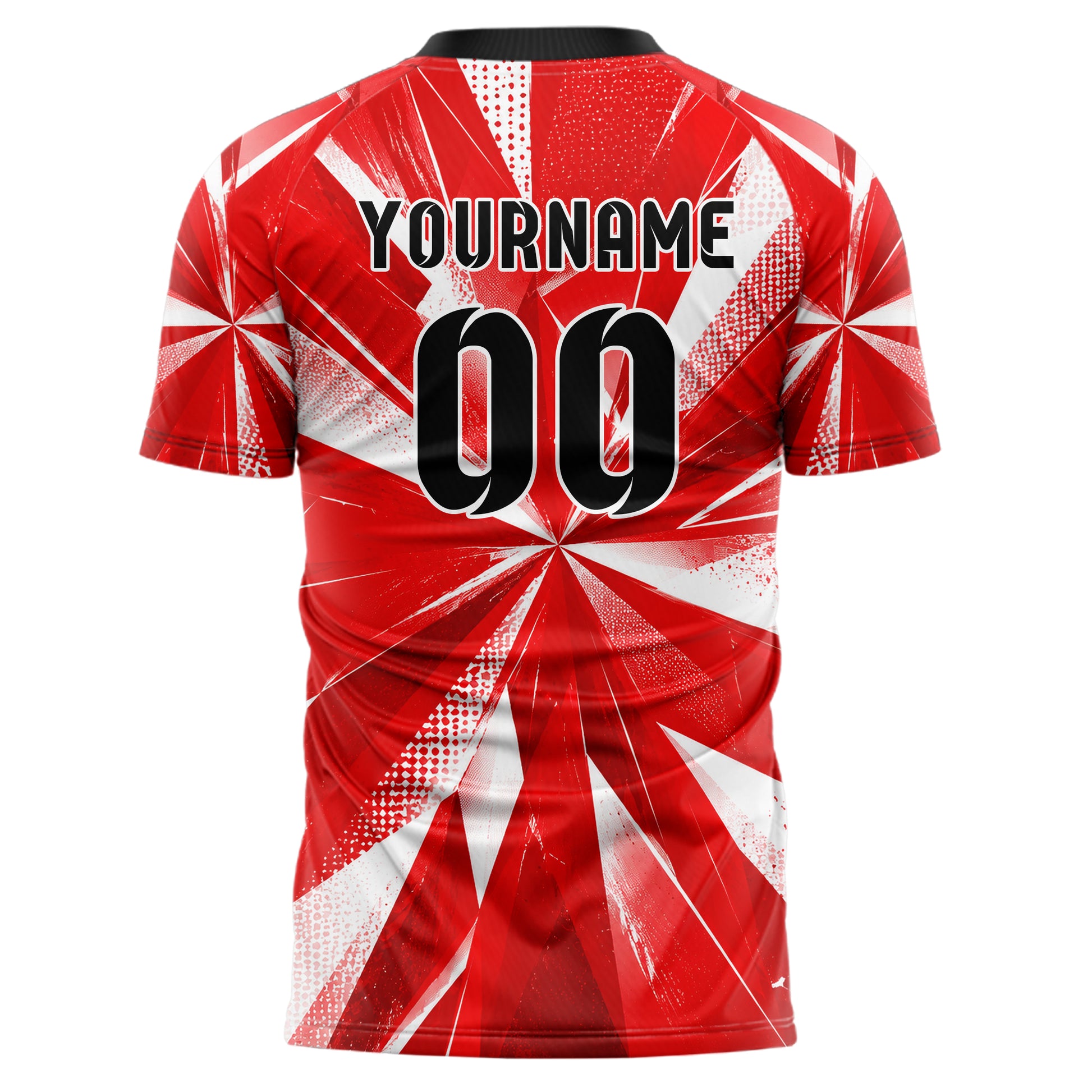 Rot klassisches abstrakte Linien Polygon Shards Design 12-0130 individuelles Fußballtrikot back