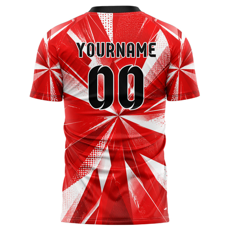 Rot klassisches abstrakte Linien Polygon Shards Design 12-0130 individuelles Fußballtrikot back