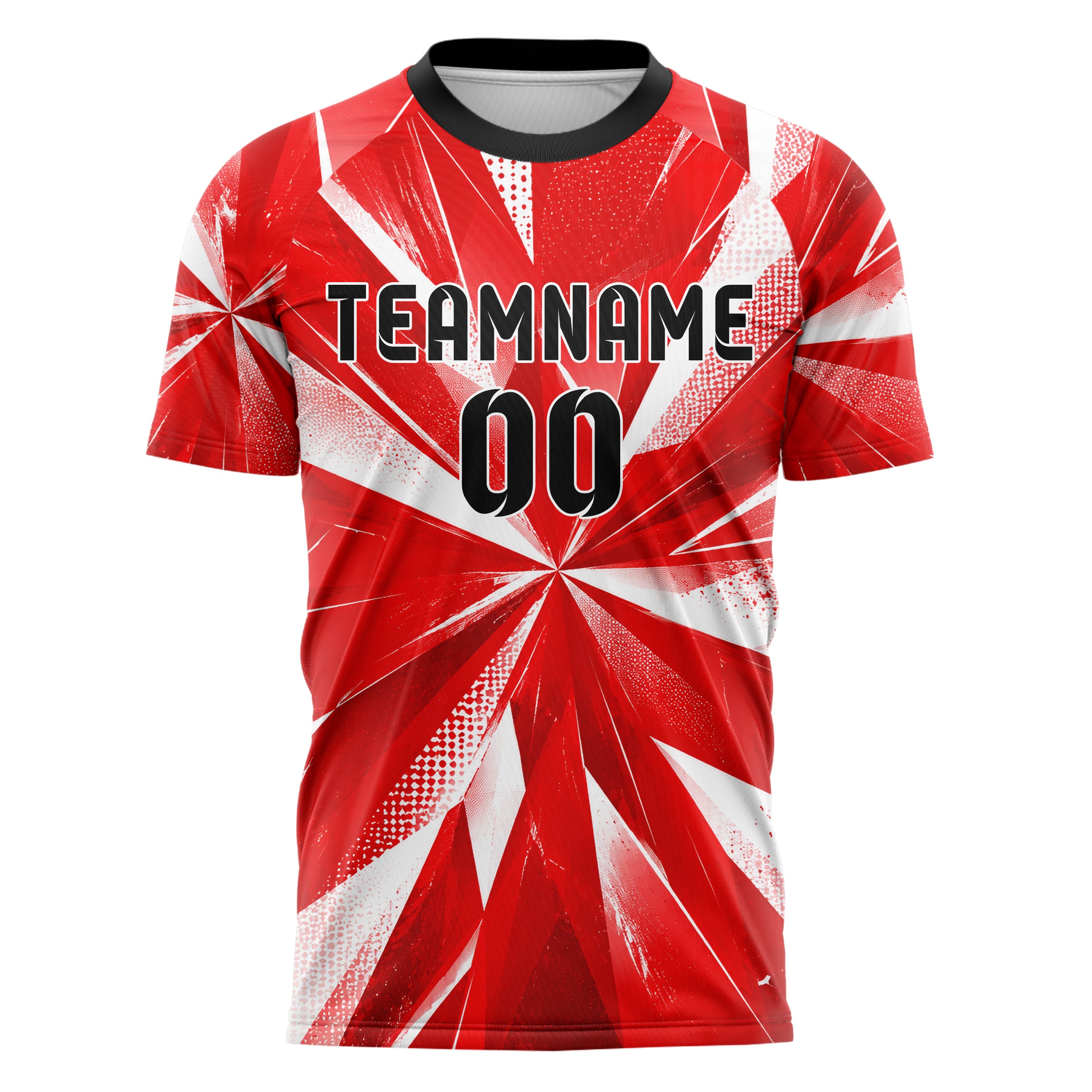 Rot klassisches abstrakte Linien Polygon Shards Design 12-0130 individuelles Fußballtrikot front