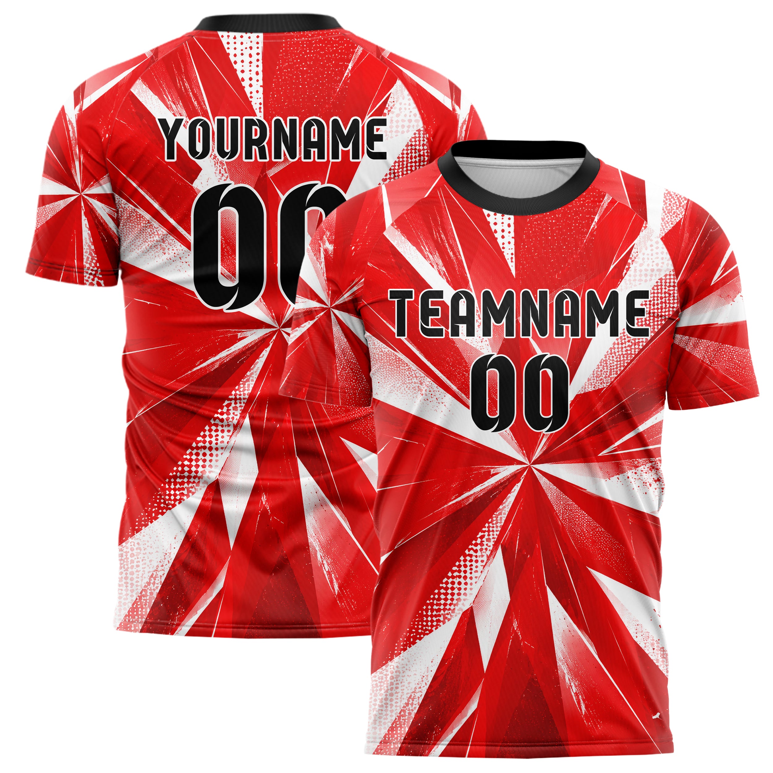 Rot klassisches abstrakte Linien Polygon Shards Design 12-0130 individuelles Fußballtrikot main
