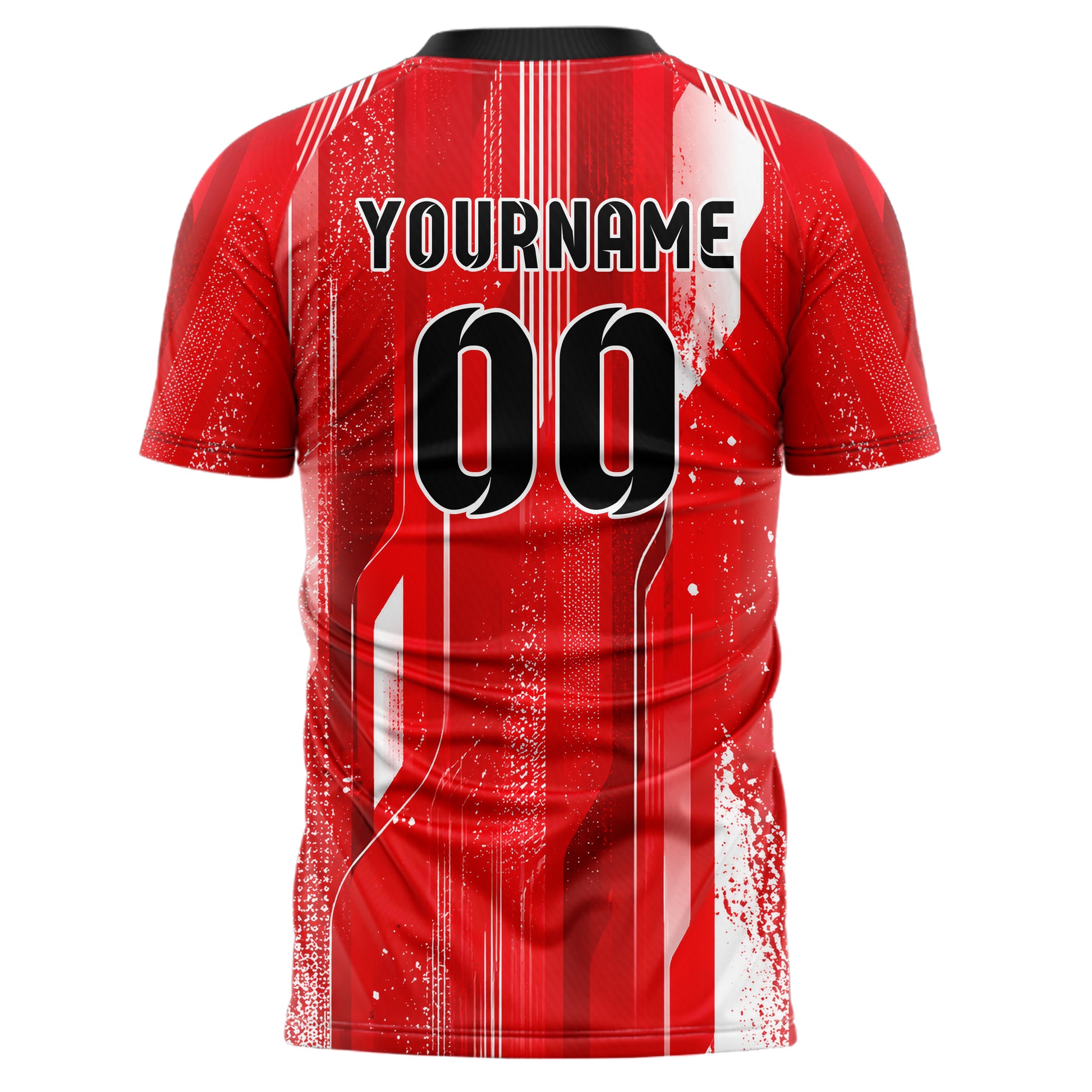 Rot klassisches abstrakte Linien Speckles Line Accents Design 12-0544 individuelles Fußballtrikot back