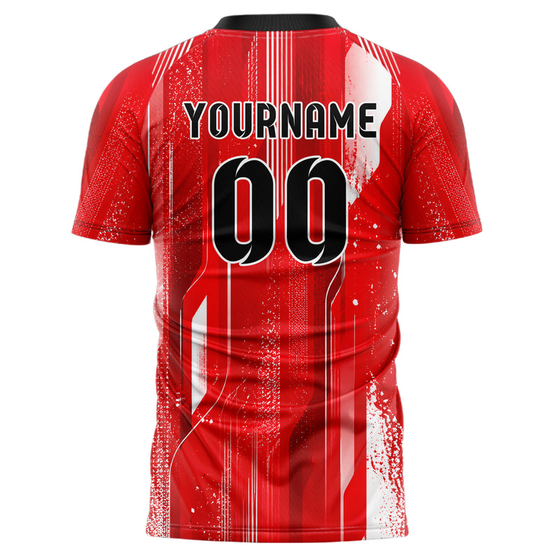 Rot klassisches abstrakte Linien Speckles Line Accents Design 12-0544 individuelles Fußballtrikot back