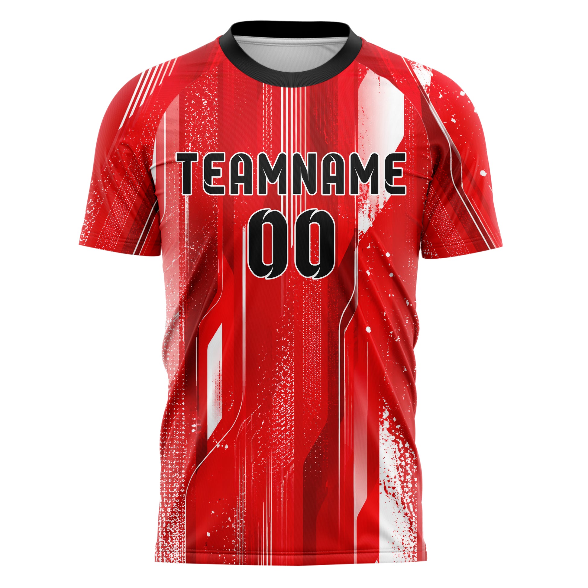 Rot klassisches abstrakte Linien Speckles Line Accents Design 12-0544 individuelles Fußballtrikot front