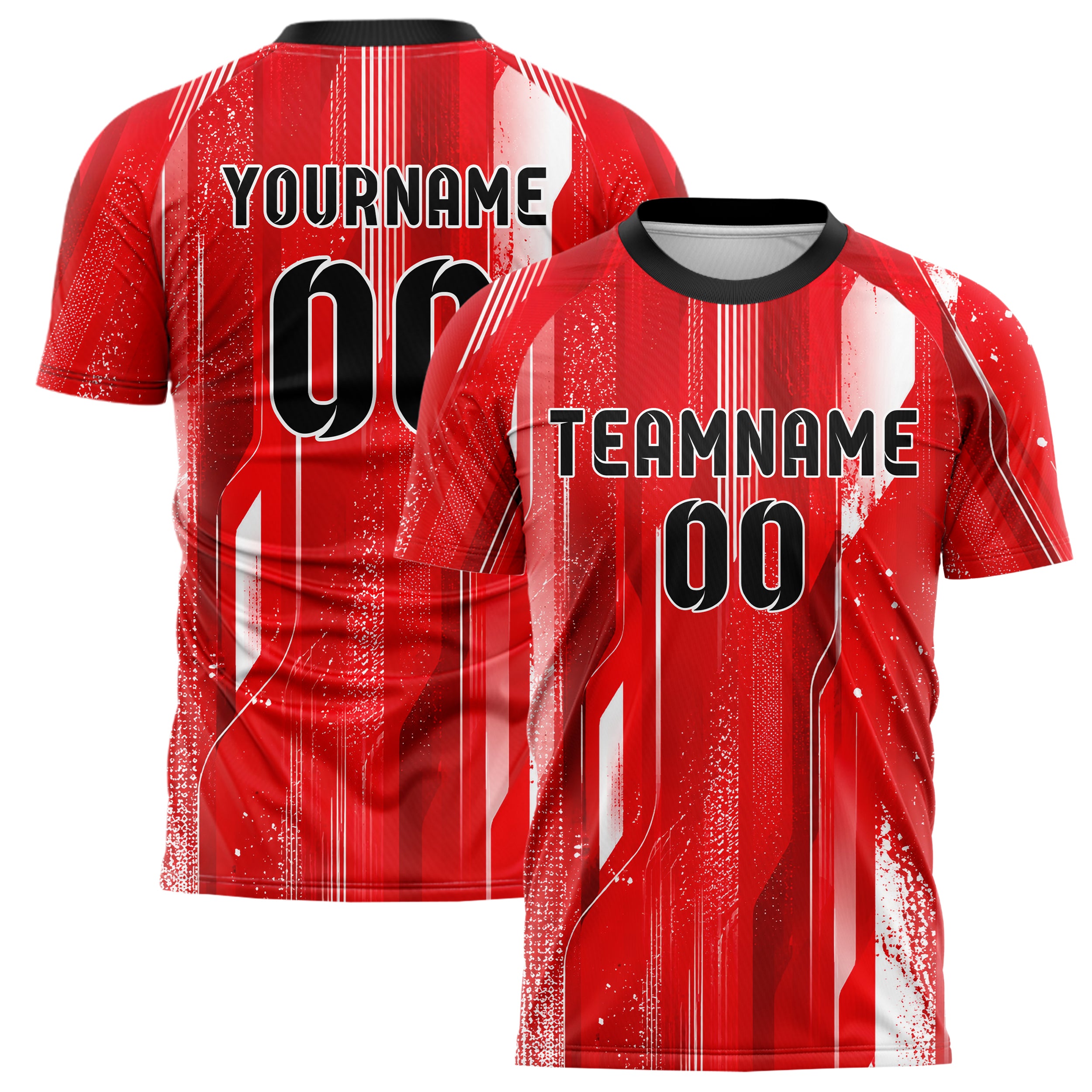 Rot klassisches abstrakte Linien Speckles Line Accents Design 12-0544 individuelles Fußballtrikot main