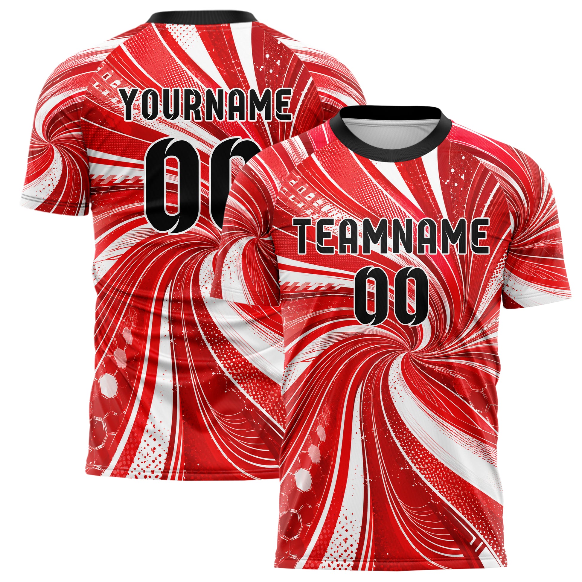 Rot klassisches abstrakte Linien wavy Parallel Curves Design 12-0262 individuelles Fußballtrikot main