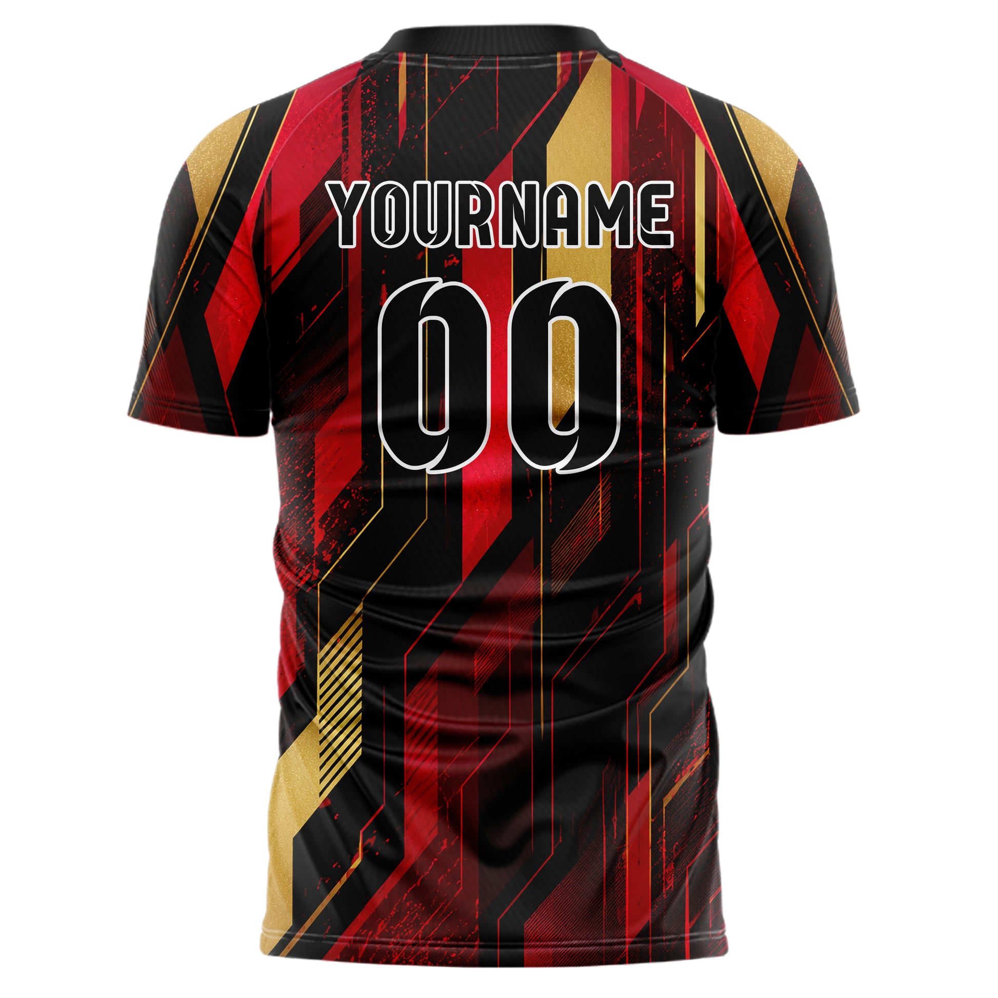 Karmesinrot dunkles abstrakte Linien diagonale Streamlines Design 12-0339 individuelles Fußballtrikot back