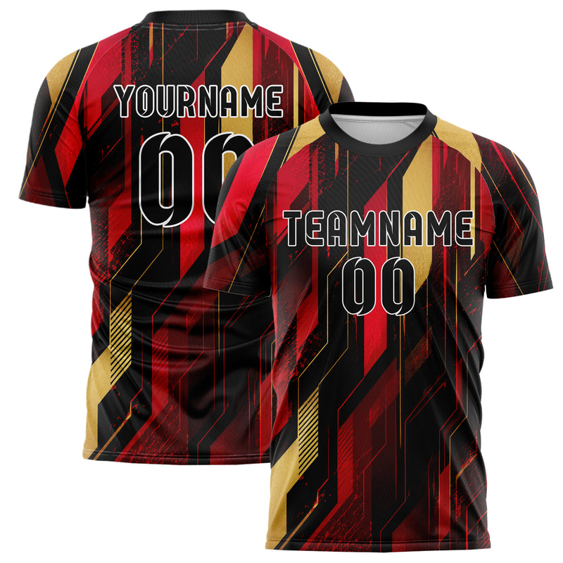 Karmesinrot dunkles abstrakte Linien diagonale Streamlines Design 12-0339 individuelles Fußballtrikot main