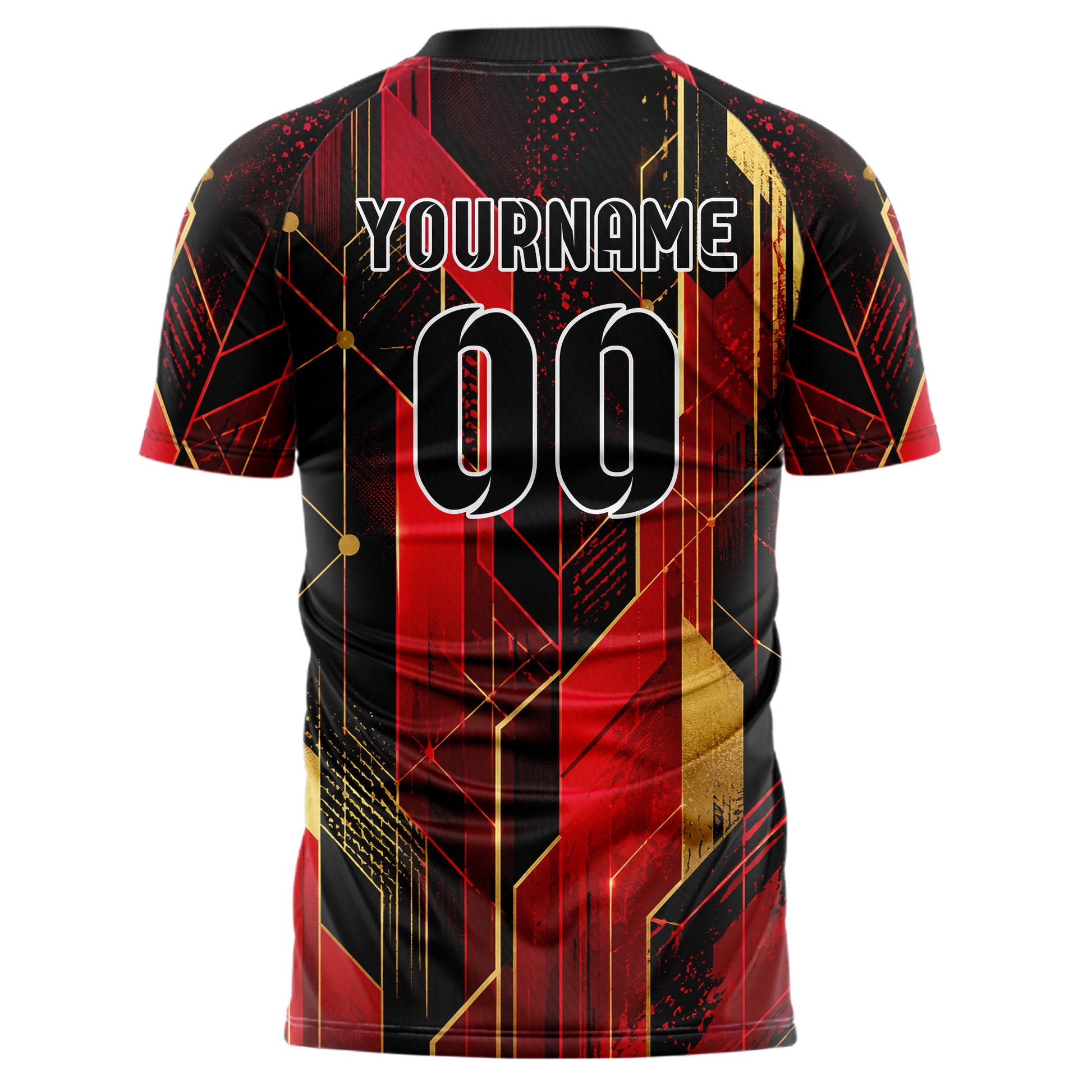 Karmesinrot dunkles abstrakte Linien Network Web Design 12-0423 individuelles Fußballtrikot back