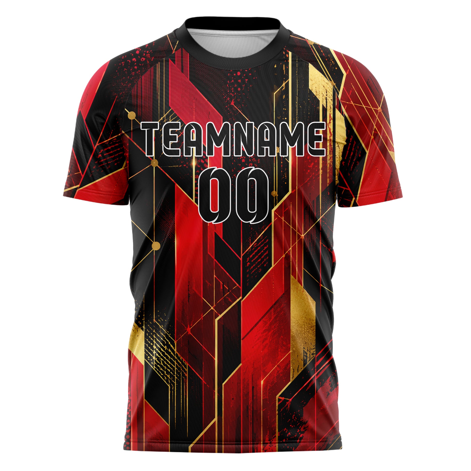 Karmesinrot dunkles abstrakte Linien Network Web Design 12-0423 individuelles Fußballtrikot front