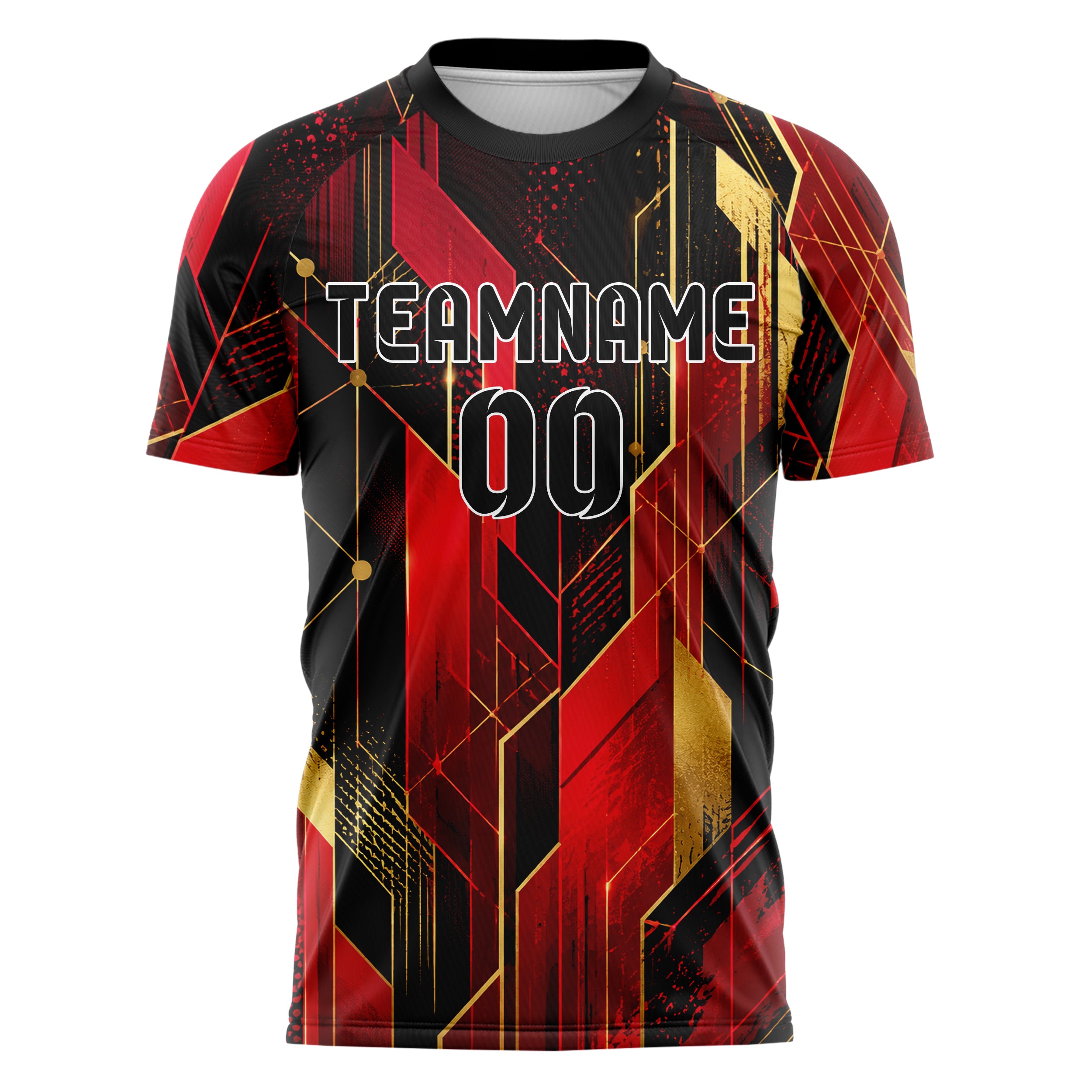 Karmesinrot dunkles abstrakte Linien Network Web Design 12-0423 individuelles Fußballtrikot front