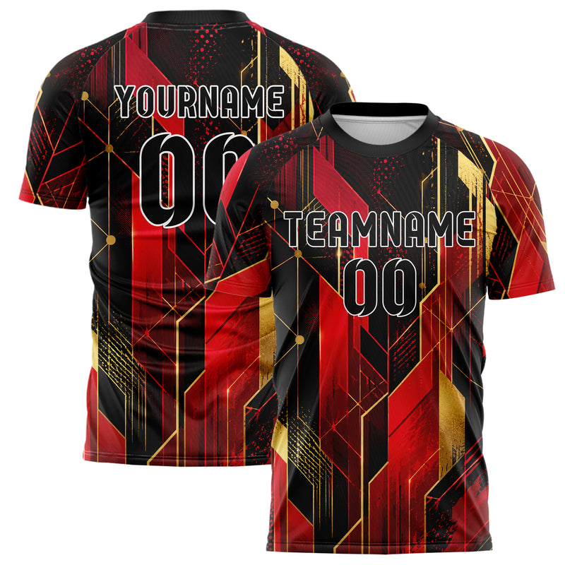 Karmesinrot dunkles abstrakte Linien Network Web Design 12-0423 individuelles Fußballtrikot main