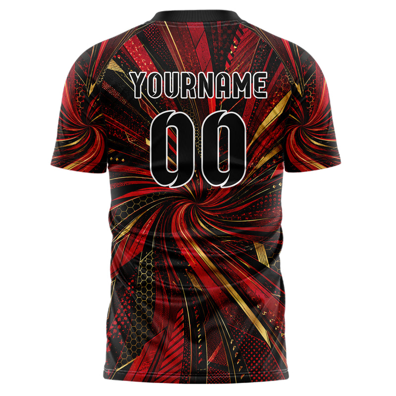 Karmesinrot dunkles abstrakte Linien Speckles Line Accents Design 12-0240 individuelles Fußballtrikot back
