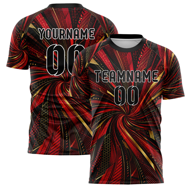 Karmesinrot dunkles abstrakte Linien Speckles Line Accents Design 12-0240 individuelles Fußballtrikot main