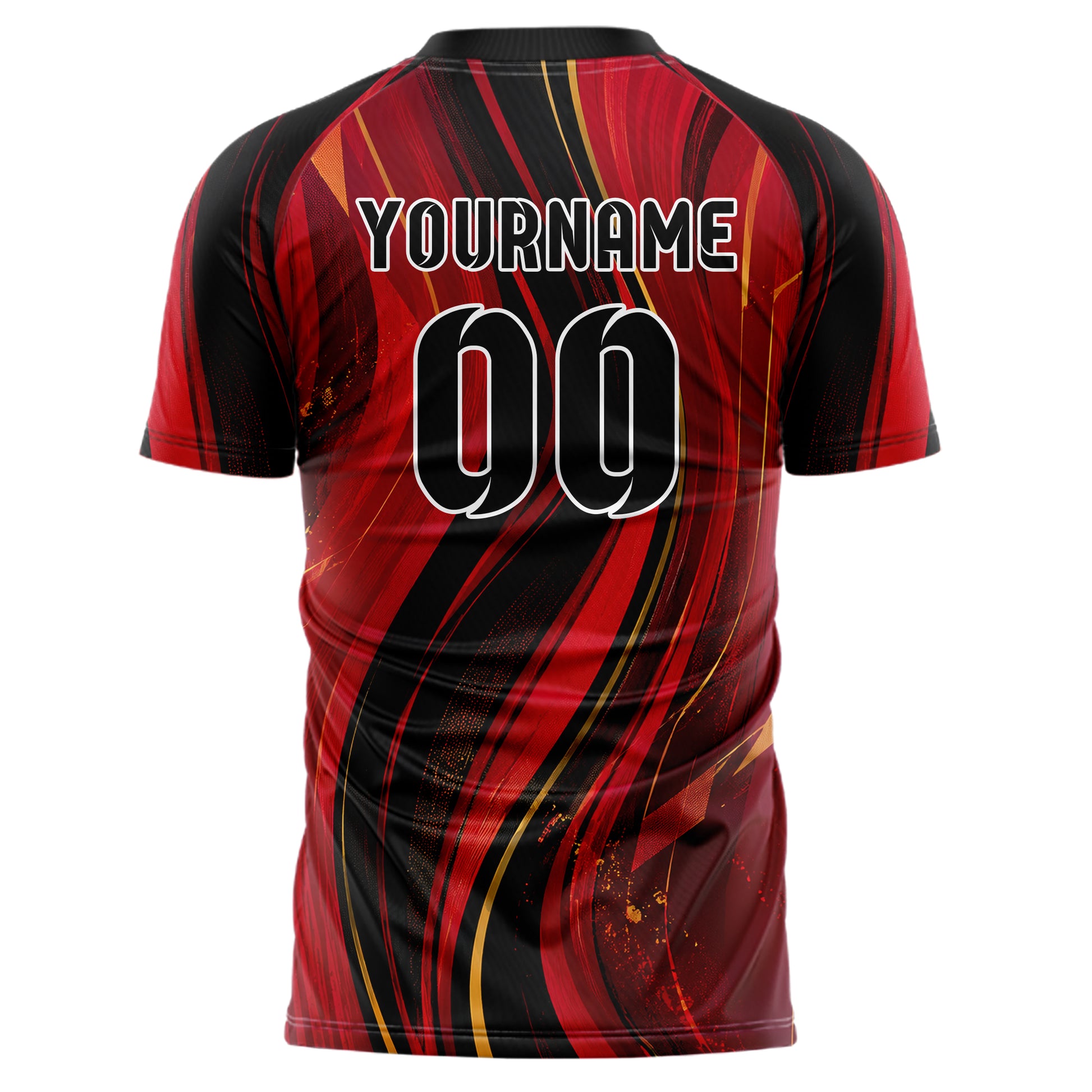 Karmesinrot dunkles abstrakte Linien wavy Parallel Curves Design 12-0414 individuelles Fußballtrikot back