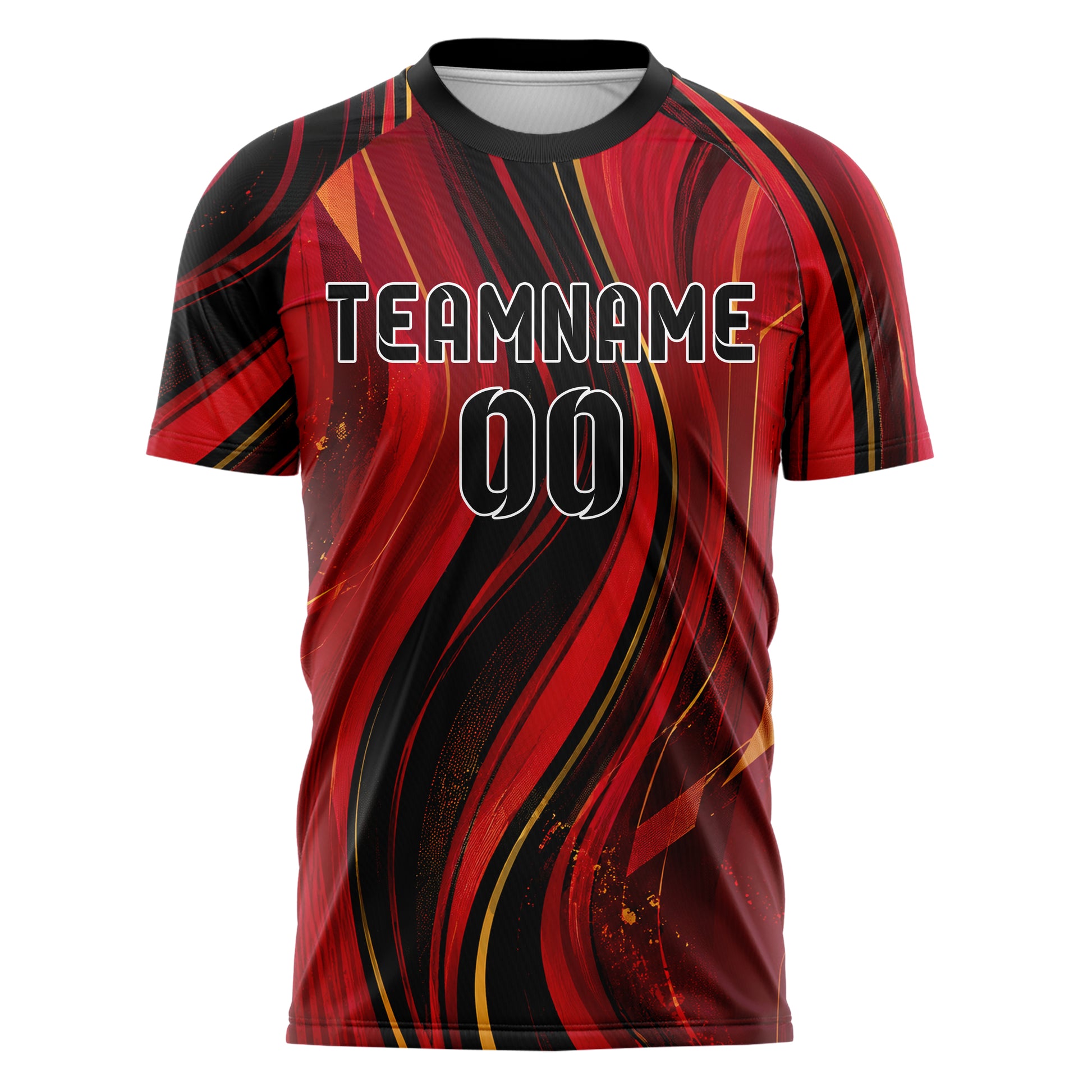 Karmesinrot dunkles abstrakte Linien wavy Parallel Curves Design 12-0414 individuelles Fußballtrikot front