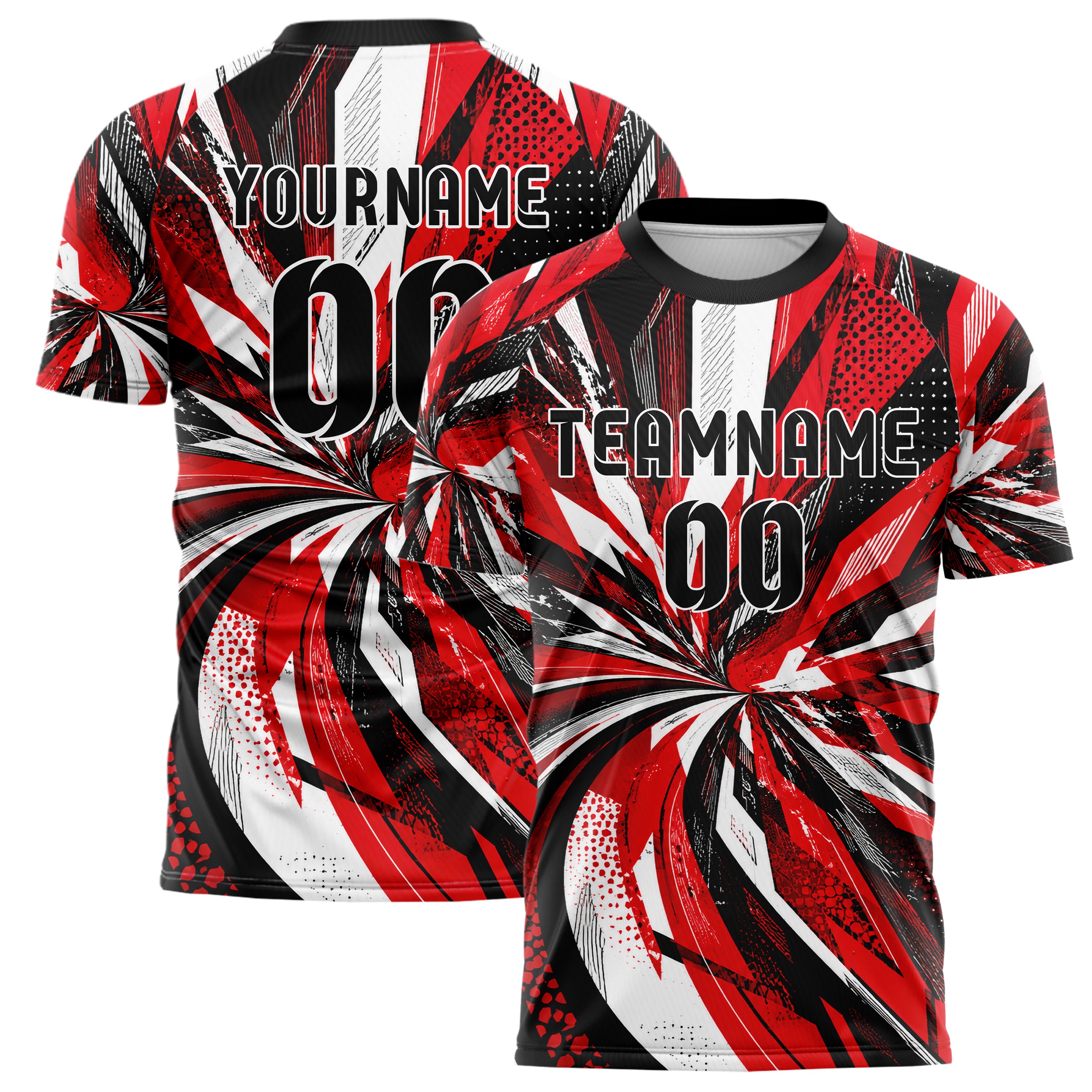 Rot lebendiges abstrakte Linien asymmetrische Vector Panels Design 12-0545 individuelles Fußballtrikot main