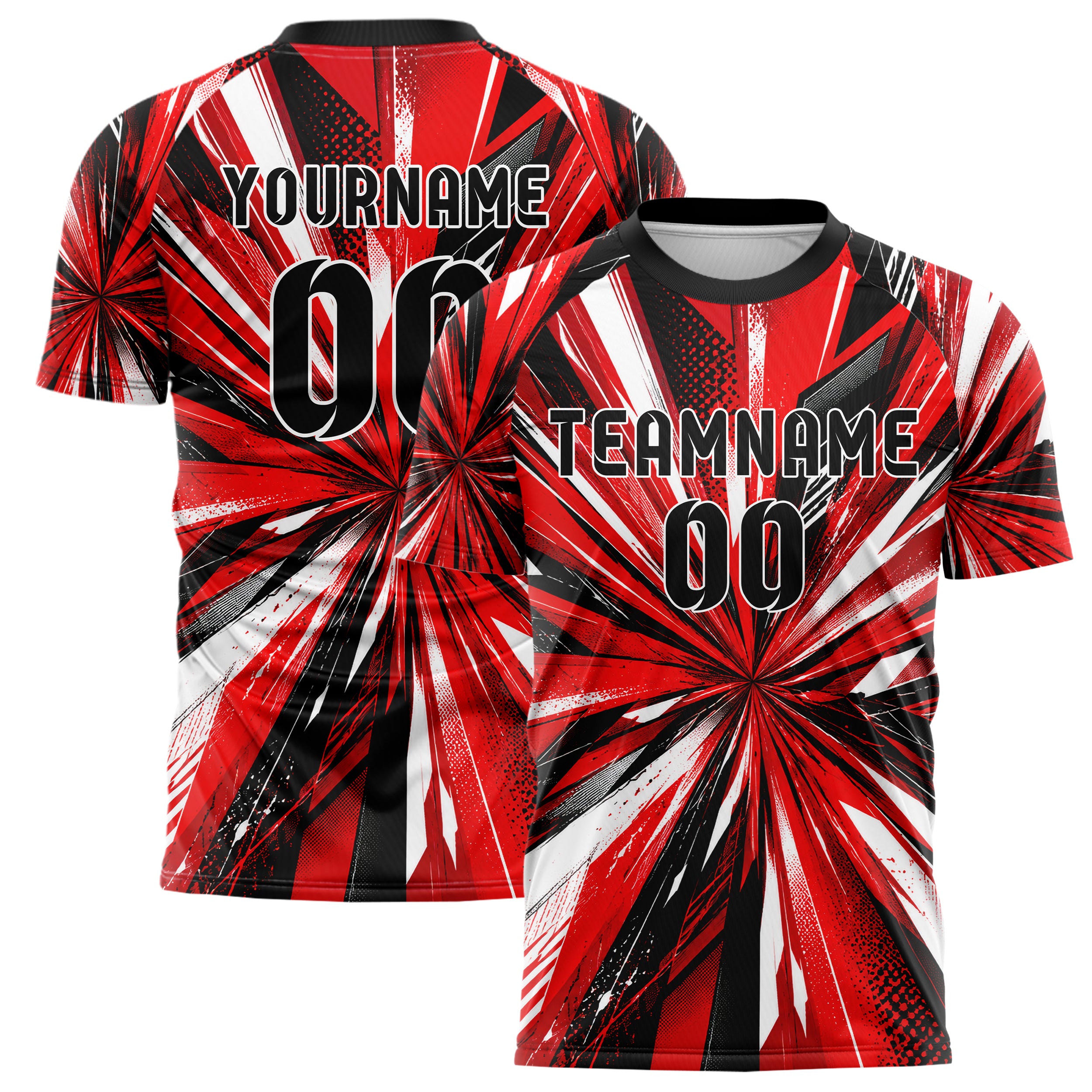 Rot lebendiges abstrakte Linien diagonale Streamlines Design 12-0179 individuelles Fußballtrikot main