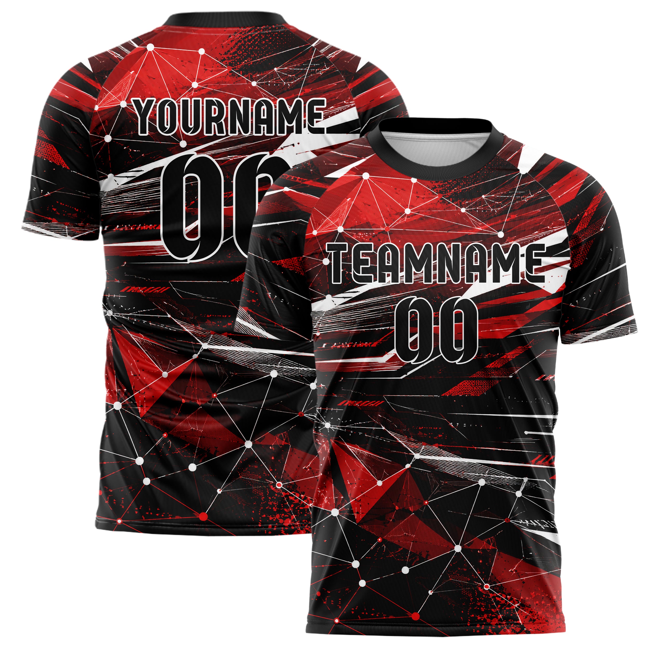 Rot lebendiges abstrakte Linien Network Web Design 12-0335 individuelles Fußballtrikot main