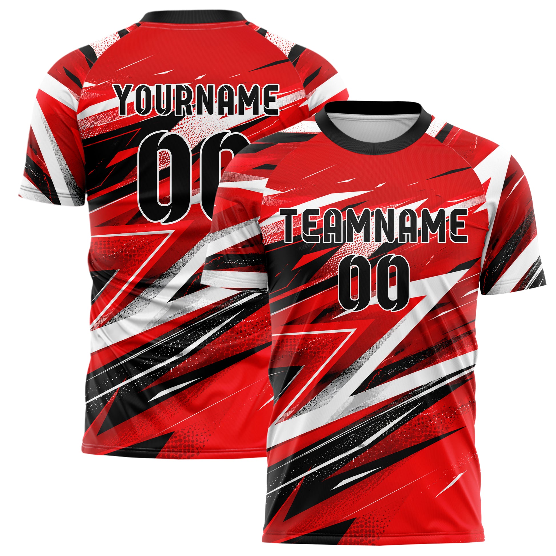 Rot lebendiges abstrakte Linien Polygon Shards Design 12-0554 individuelles Fußballtrikot main