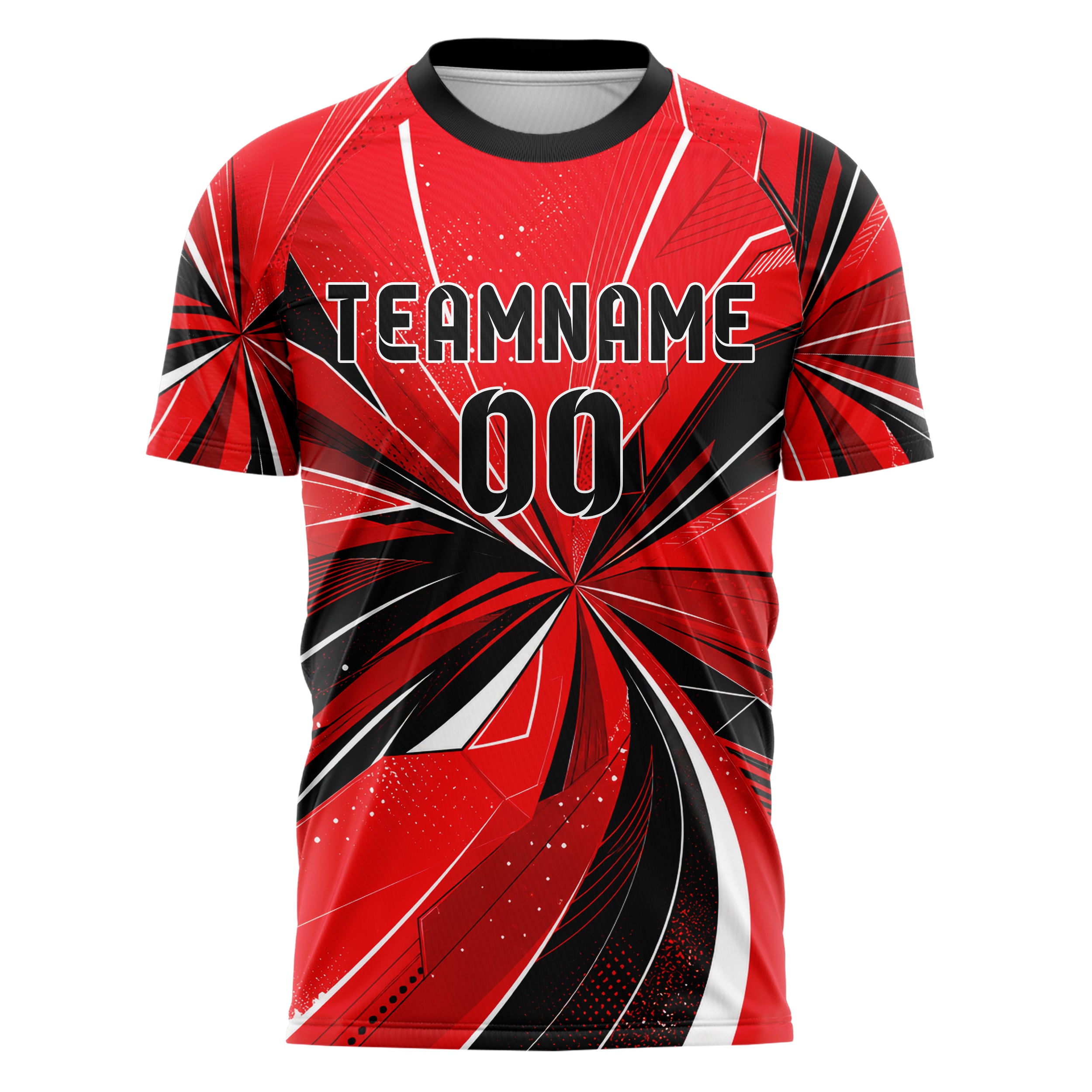 Rot lebendiges abstrakte Linien Speckles Line Accents Design 12-0128 individuelles Fußballtrikot front