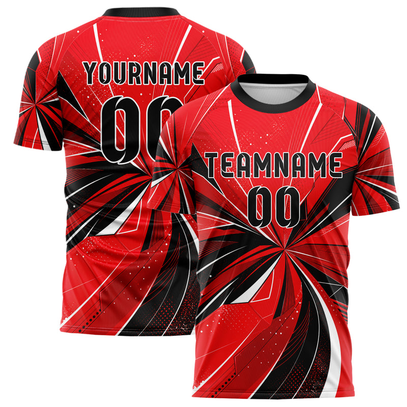 Rot lebendiges abstrakte Linien Speckles Line Accents Design 12-0128 individuelles Fußballtrikot main