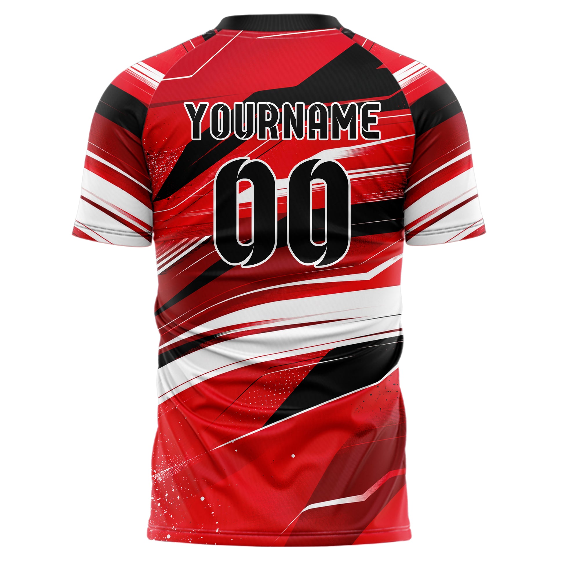 Rot lebendiges abstrakte Linien Speckles Line Accents Design 12-0416 individuelles Fußballtrikot back