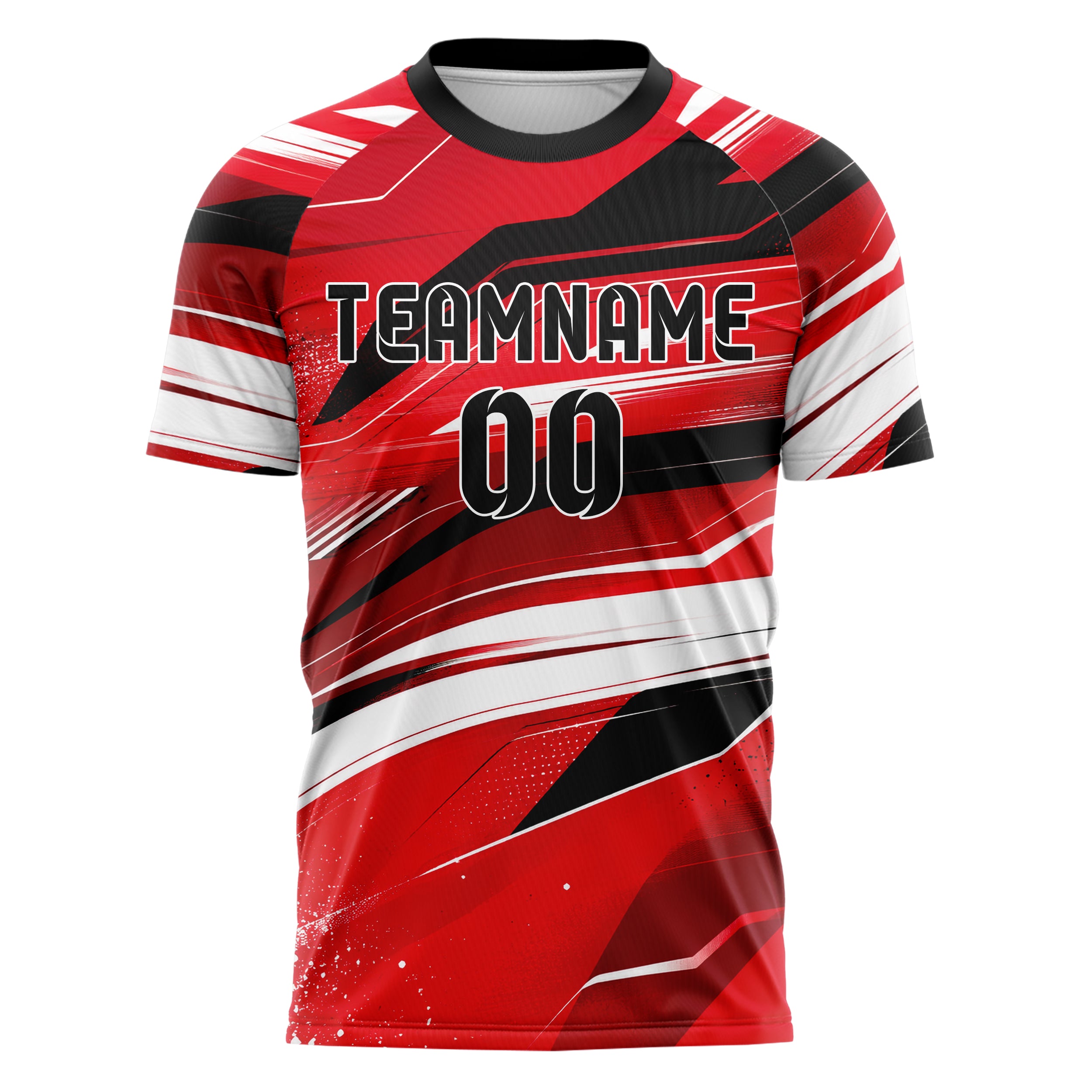 Rot lebendiges abstrakte Linien Speckles Line Accents Design 12-0416 individuelles Fußballtrikot front