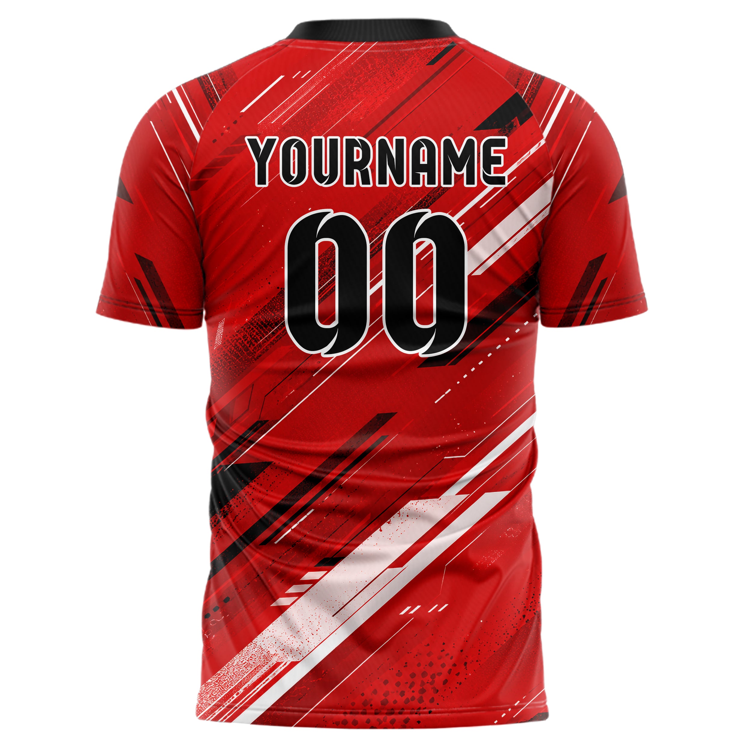 Rot lebendiges abstrakte Linien Speckles Line Accents Design 12-0512 individuelles Fußballtrikot back