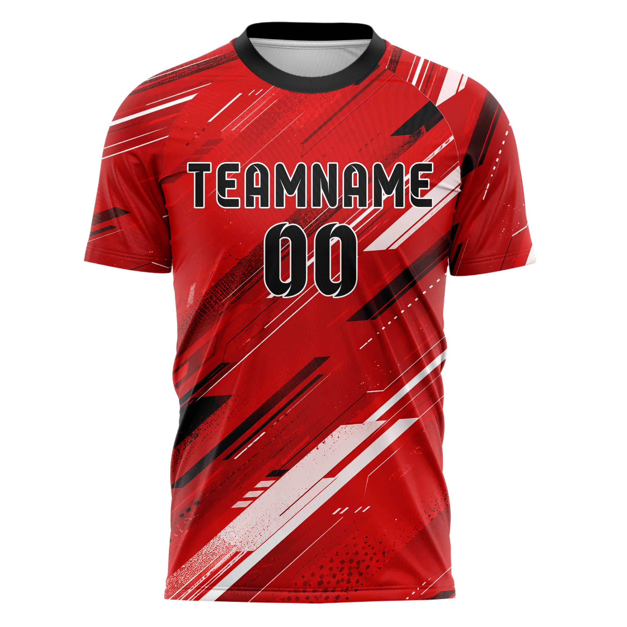 Rot lebendiges abstrakte Linien Speckles Line Accents Design 12-0512 individuelles Fußballtrikot front