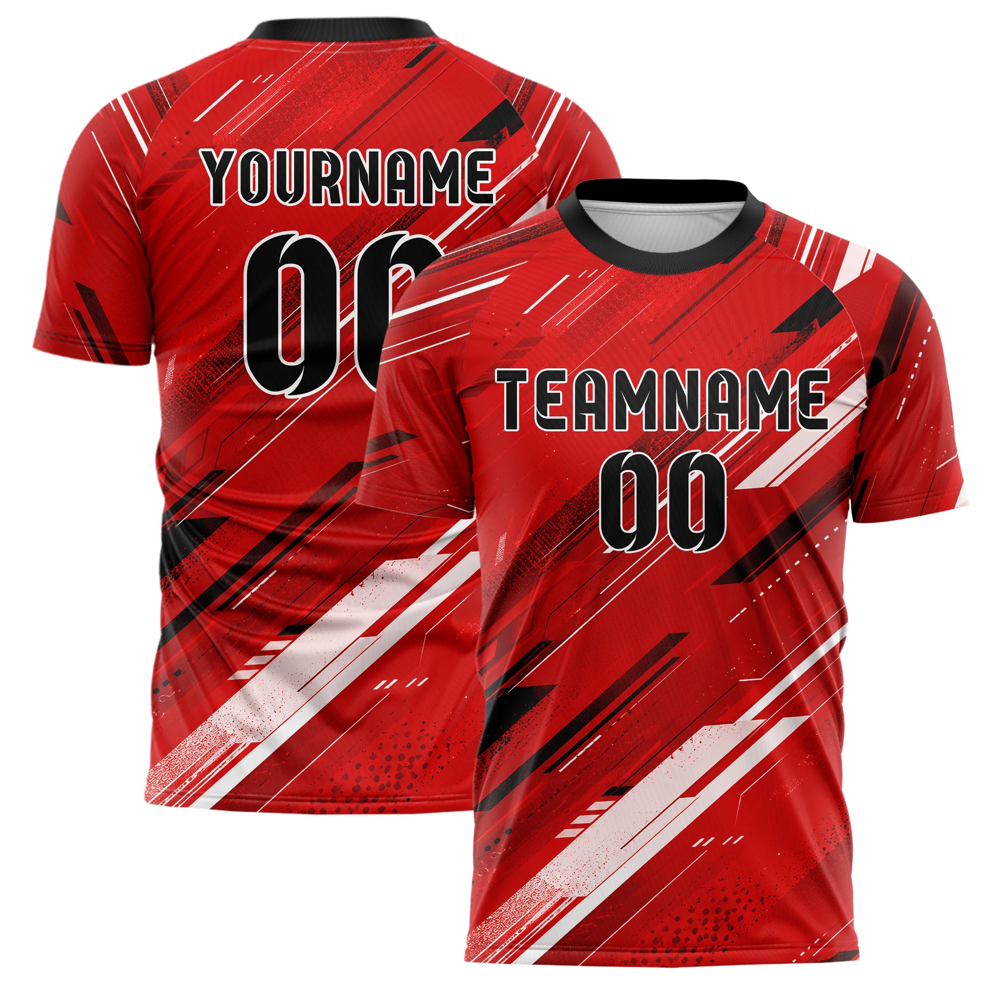 Rot lebendiges abstrakte Linien Speckles Line Accents Design 12-0512 individuelles Fußballtrikot main