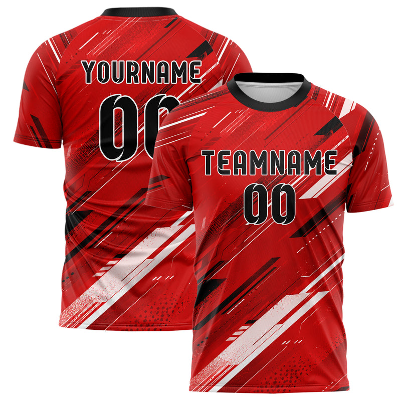 Rot lebendiges abstrakte Linien Speckles Line Accents Design 12-0512 individuelles Fußballtrikot main