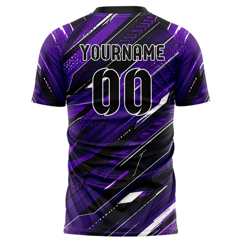 Dunkellila dunkles abstrakte Linien asymmetrische Vector Panels Design 12-0297 individuelles Fußballtrikot back