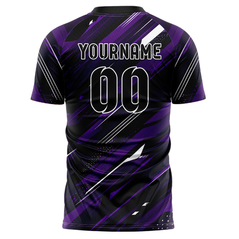 Dunkellila dunkles abstrakte Linien diagonale Streamlines Design 12-0507 individuelles Fußballtrikot back