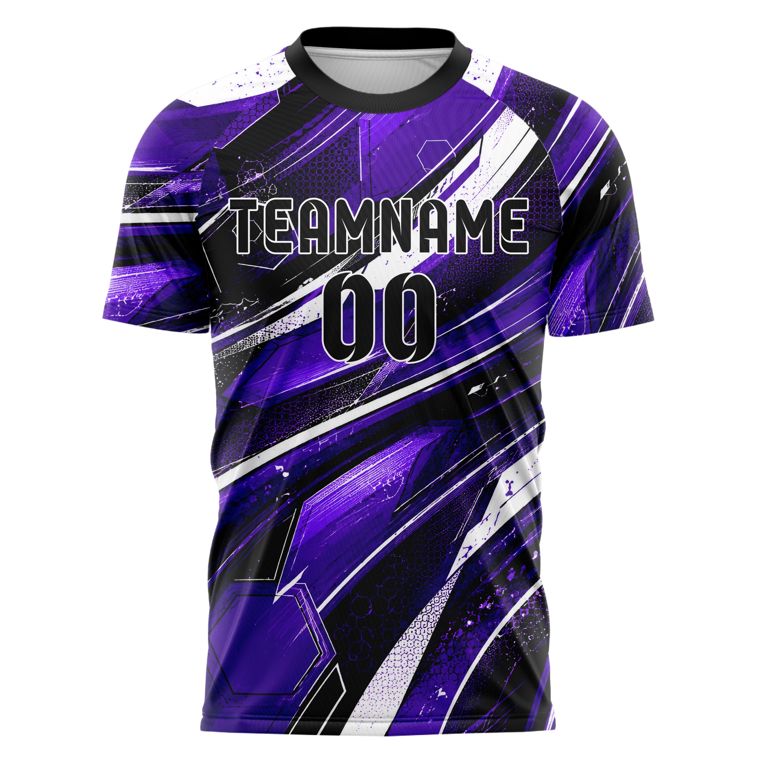 Dunkellila dunkles abstrakte Linien Hexagons Curve Lines Design 12-0069 individuelles Fußballtrikot front