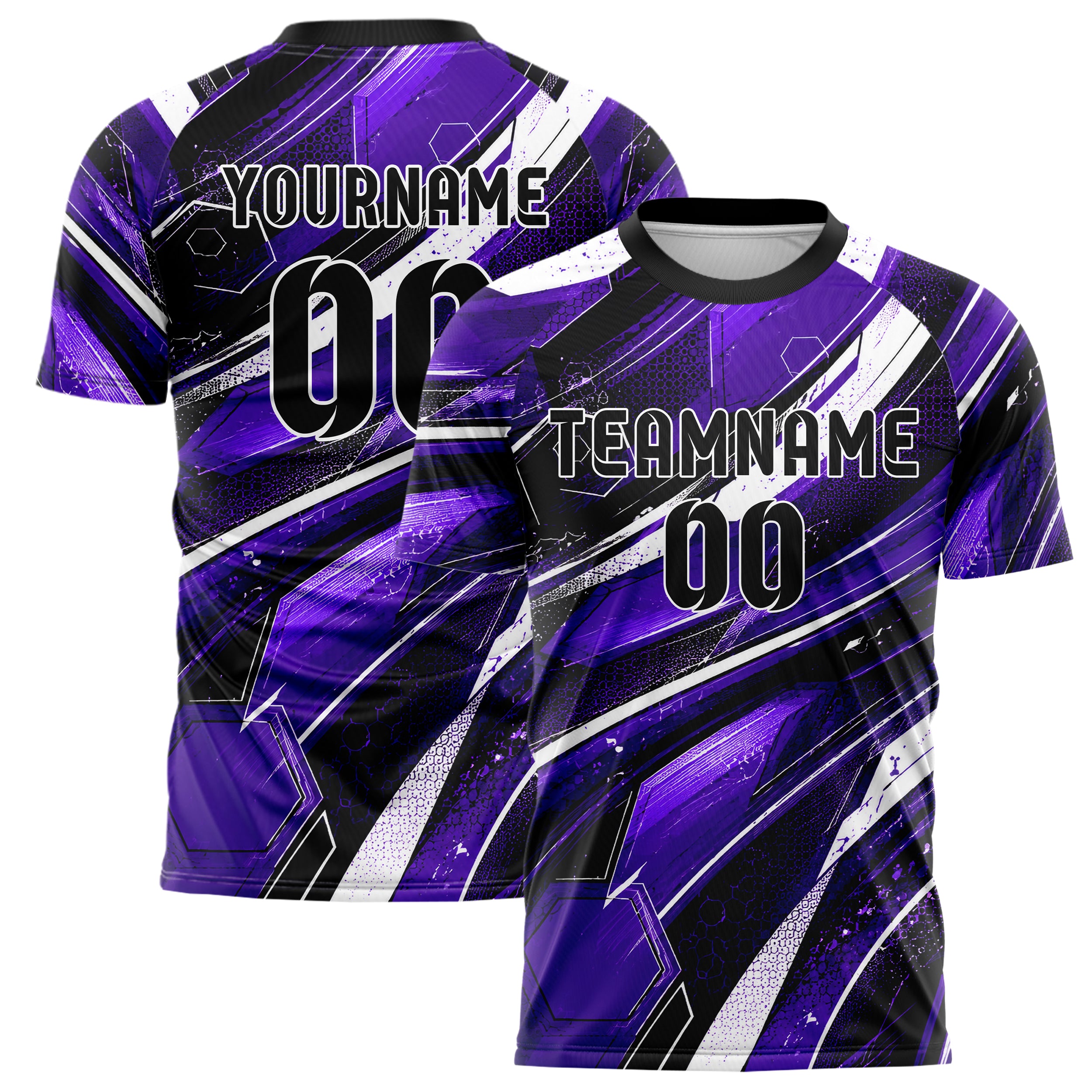 Dunkellila dunkles abstrakte Linien Hexagons Curve Lines Design 12-0069 individuelles Fußballtrikot main