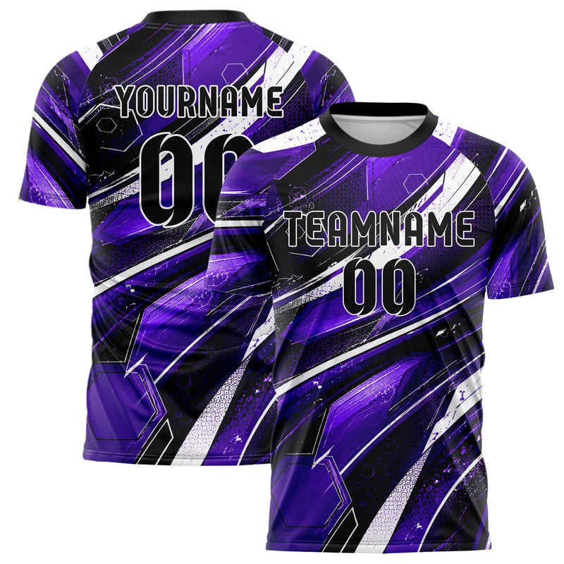 Dunkellila dunkles abstrakte Linien Hexagons Curve Lines Design 12-0069 individuelles Fußballtrikot main