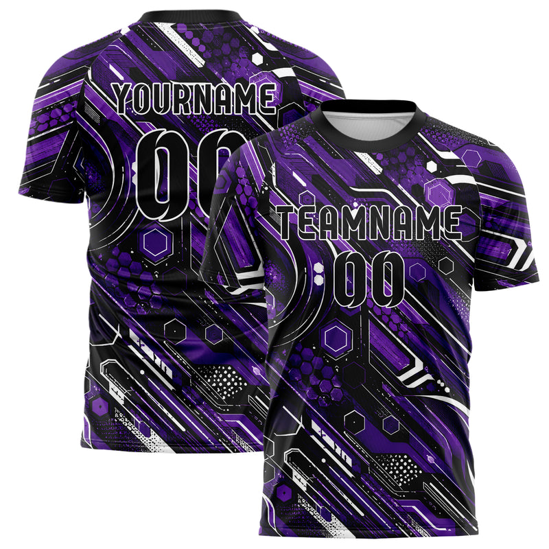 Dunkellila dunkles abstrakte Linien Hexagons Curve Lines Design 12-0165 individuelles Fußballtrikot main
