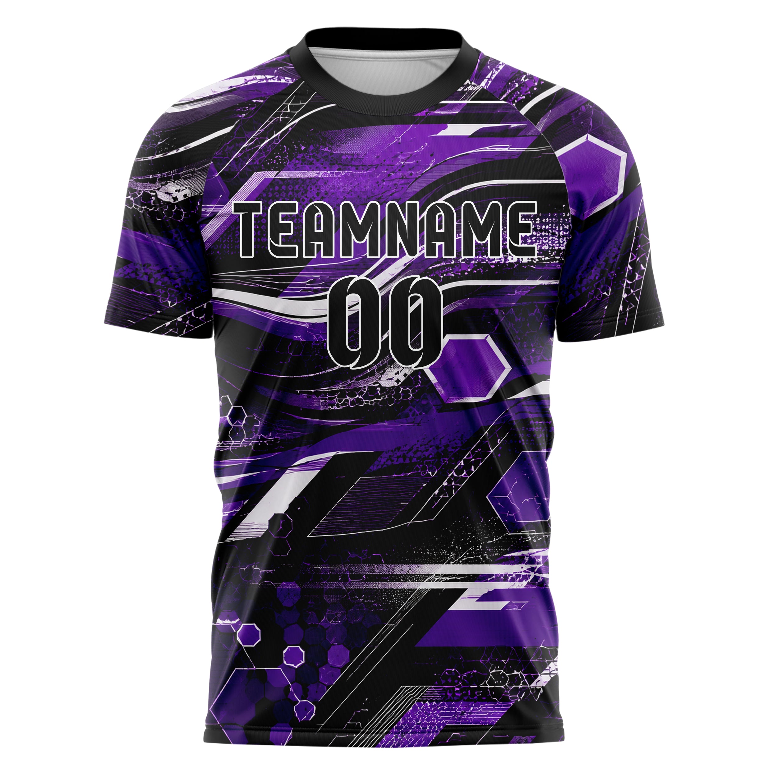 Dunkellila dunkles abstrakte Linien Hexagons Curve Lines Design 12-0189 individuelles Fußballtrikot front