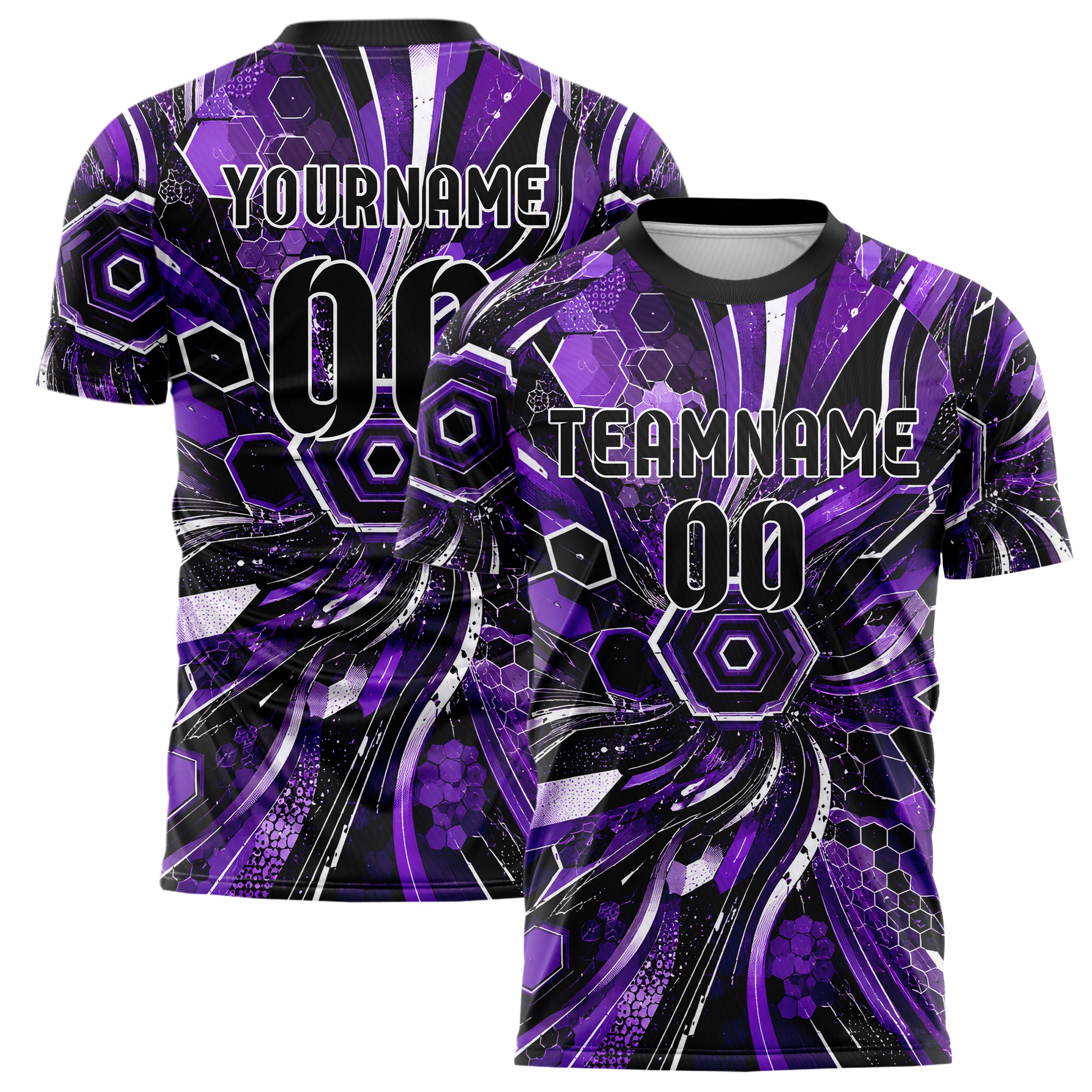 Dunkellila dunkles abstrakte Linien Hexagons Curve Lines Design 12-0213 individuelles Fußballtrikot main