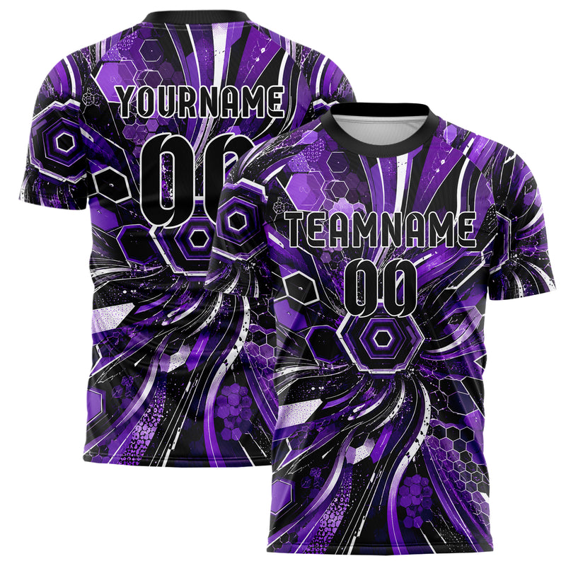 Dunkellila dunkles abstrakte Linien Hexagons Curve Lines Design 12-0213 individuelles Fußballtrikot main