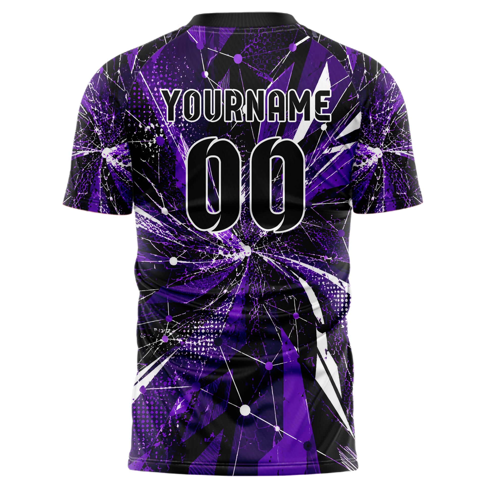 Dunkellila dunkles abstrakte Linien Network Web Design 12-0327 individuelles Fußballtrikot back