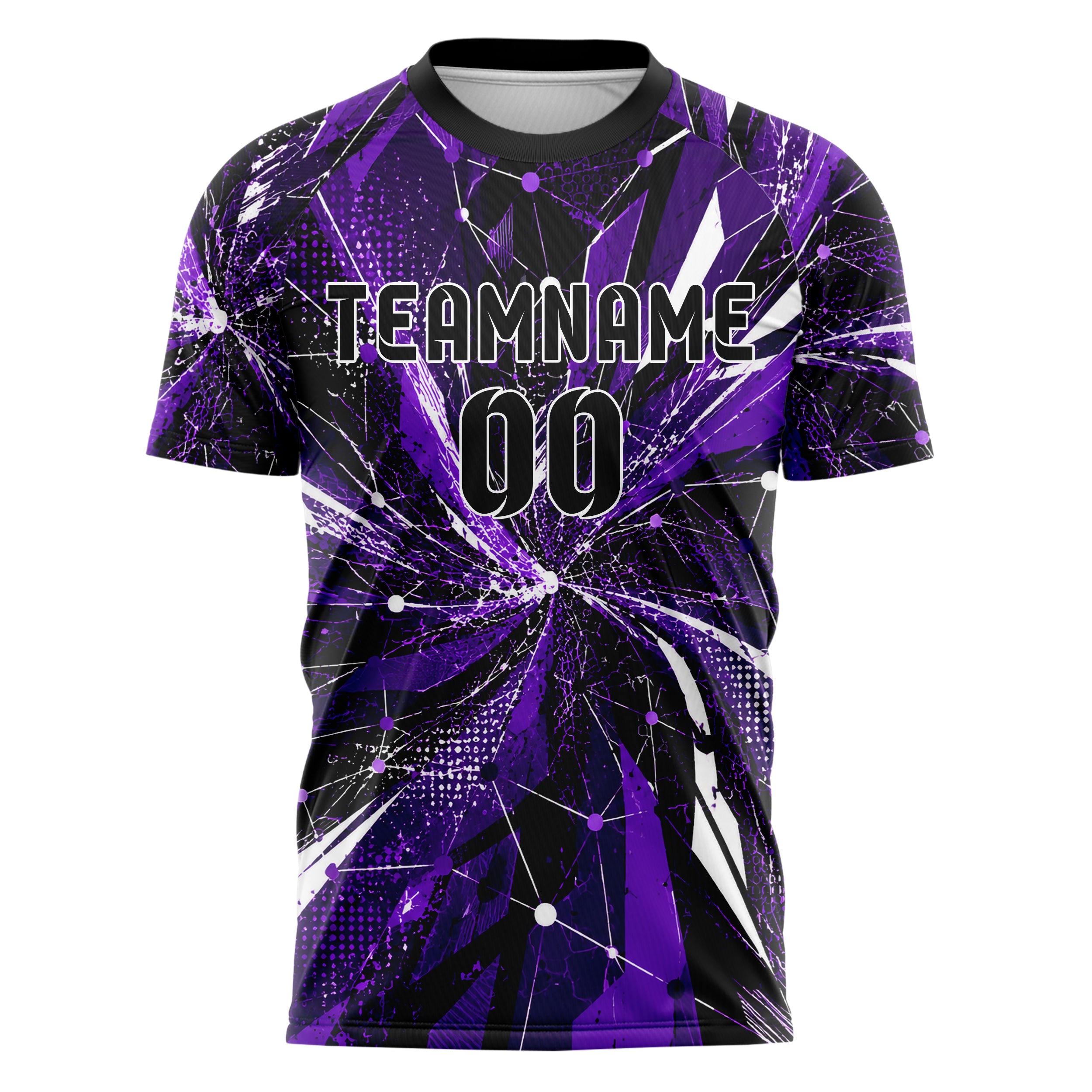 Dunkellila dunkles abstrakte Linien Network Web Design 12-0327 individuelles Fußballtrikot front
