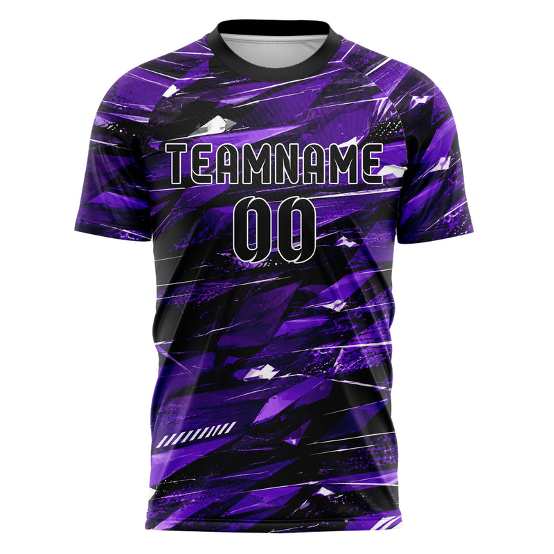 Dunkellila dunkles abstrakte Linien Polygon Shards Design 12-0090 individuelles Fußballtrikot front